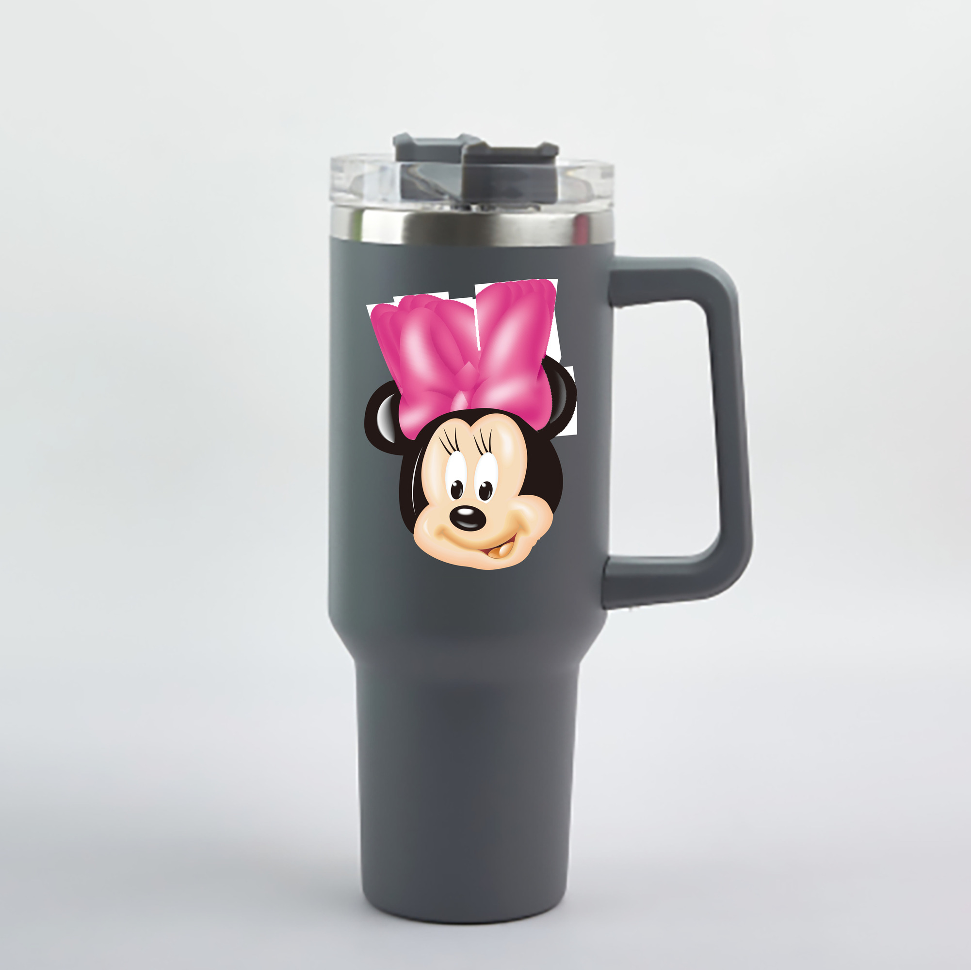 （画像用） ミッキーマウス Mickey Mouse 1200mL車用タンブラー - クリスタルステッカー（プラスチックストロー付き）