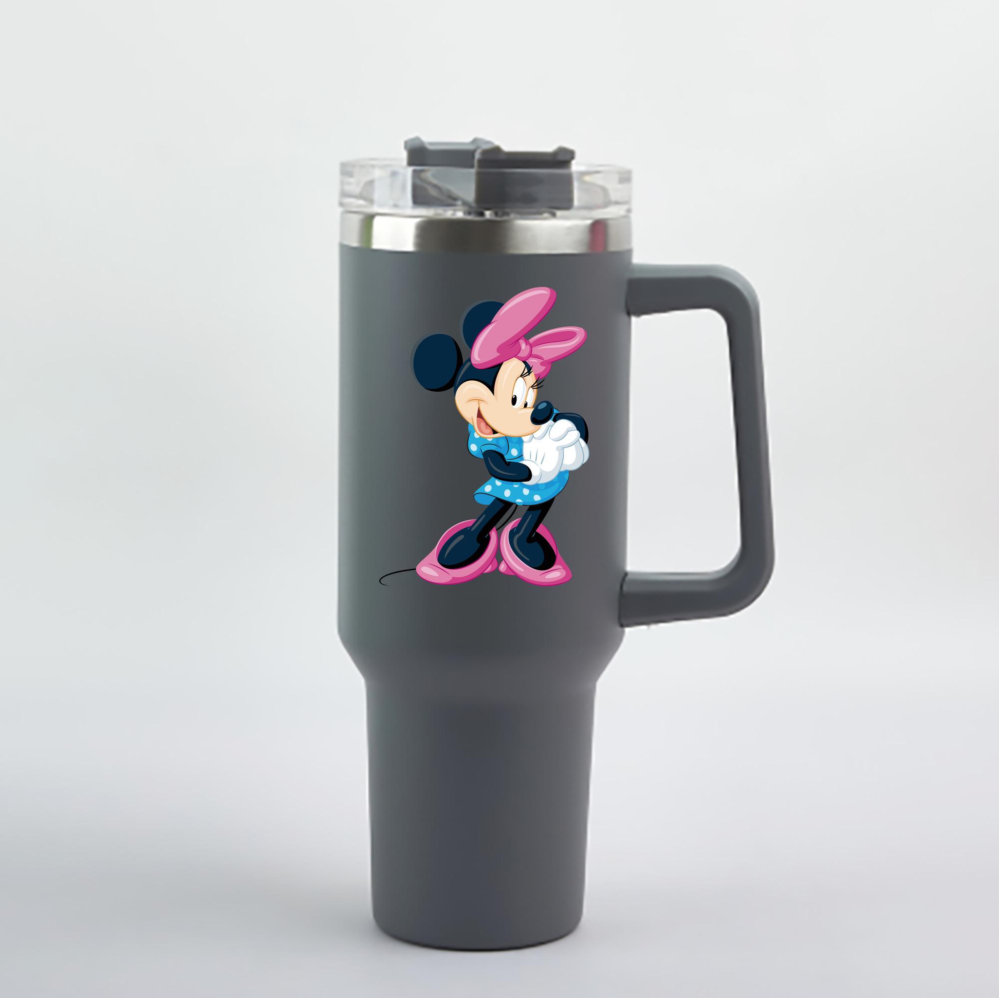 （画像用） ミッキーマウス Mickey Mouse 1200mL車用タンブラー - クリスタルステッカー（プラスチックストロー付き）