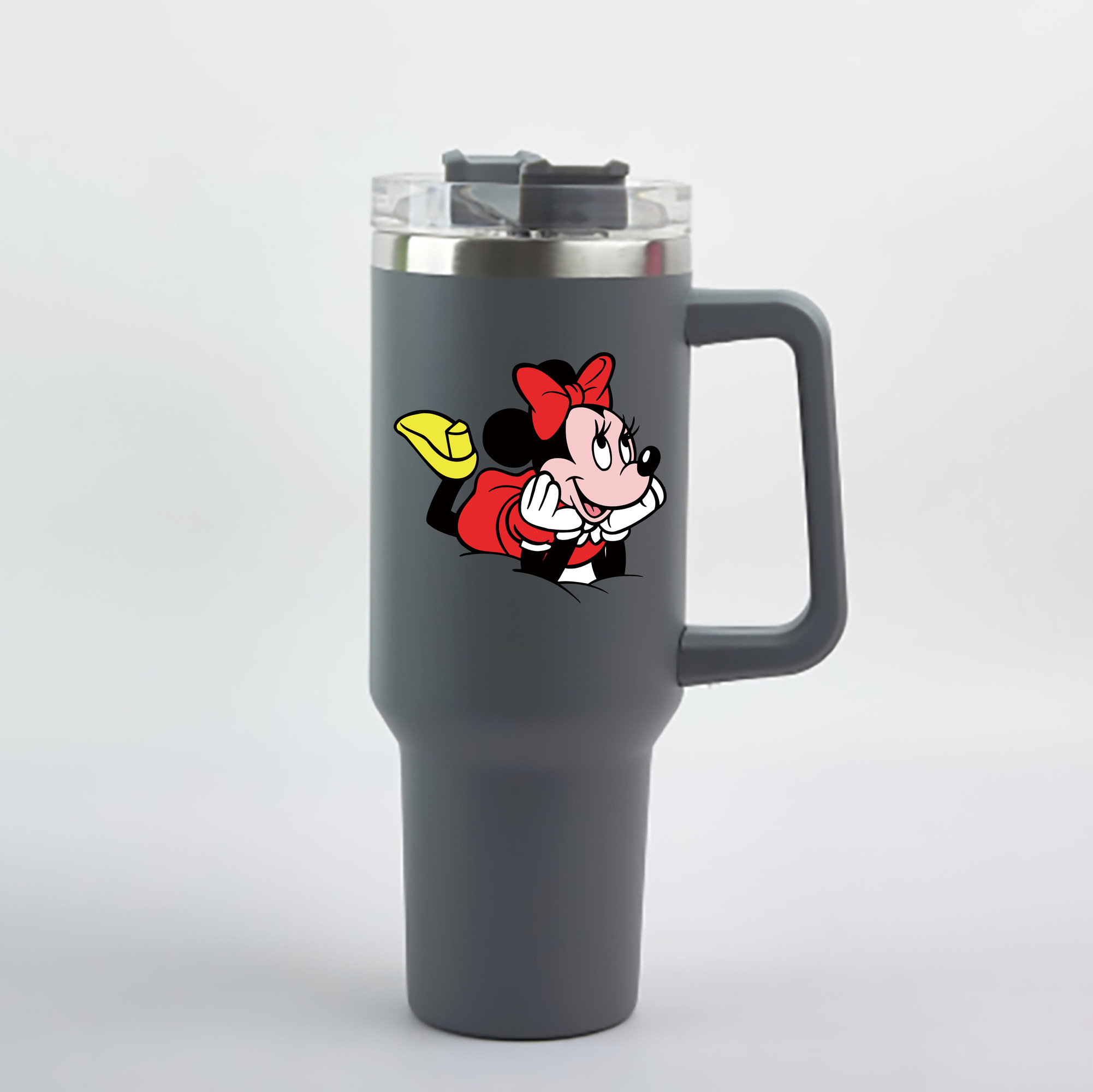 （画像用） ミッキーマウス Mickey Mouse 1200mL車用タンブラー - クリスタルステッカー（プラスチックストロー付き）
