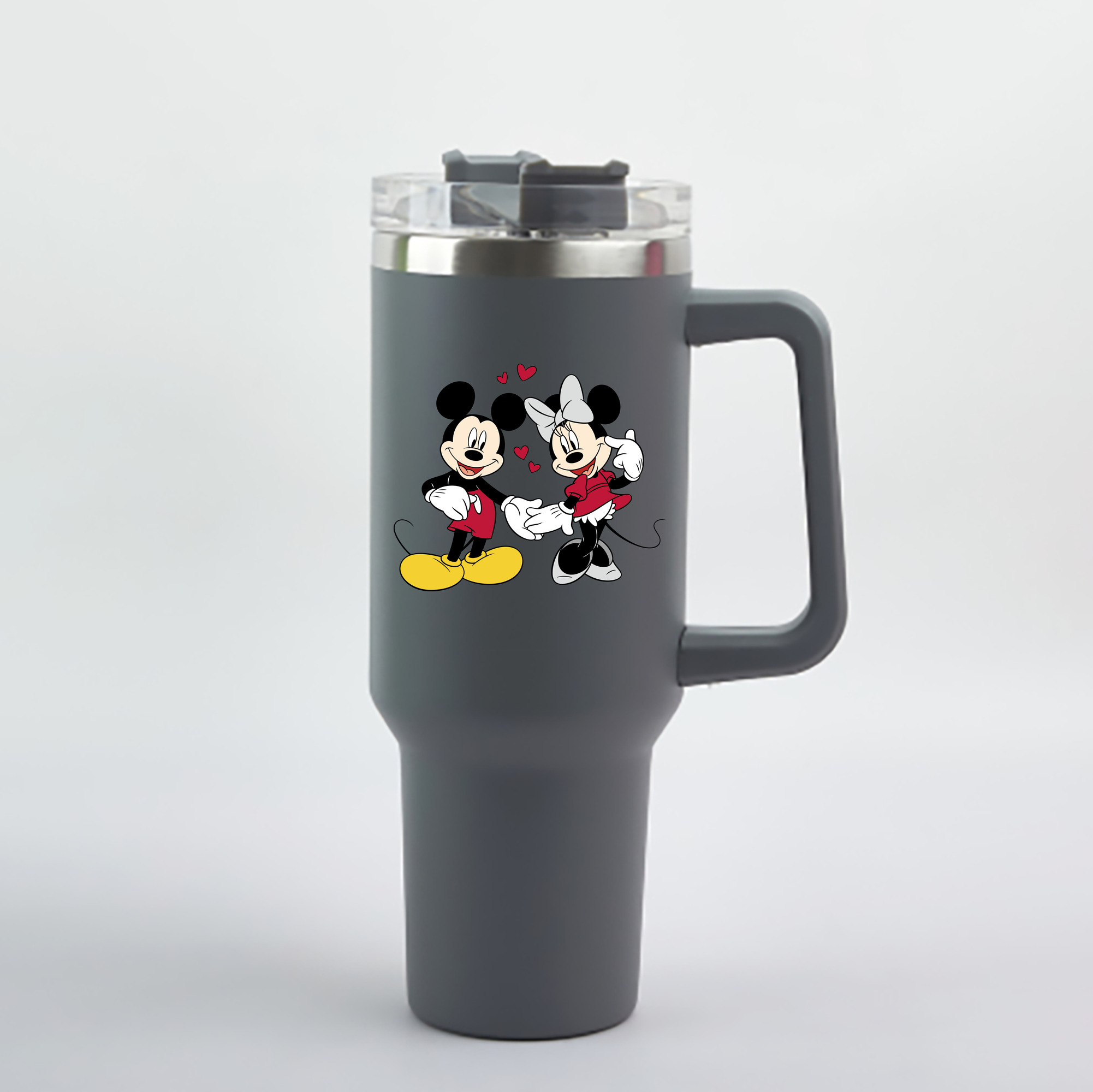 （画像用） ミッキーマウス Mickey Mouse 1200mL車用タンブラー - クリスタルステッカー（プラスチックストロー付き）