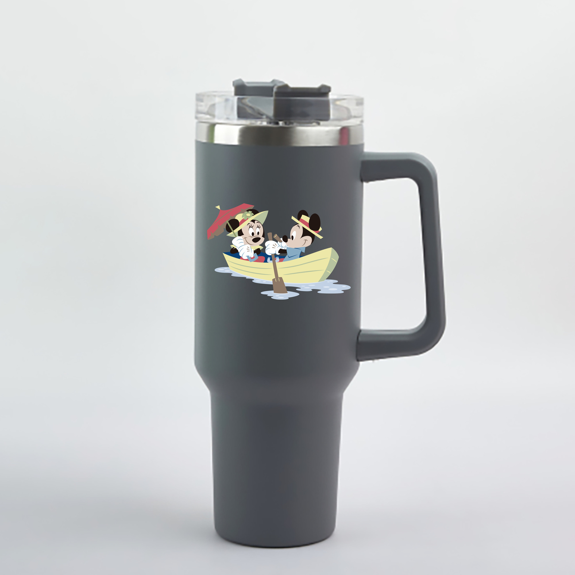 （画像用） ミッキーマウス Mickey Mouse 1200mL車用タンブラー - クリスタルステッカー（プラスチックストロー付き）