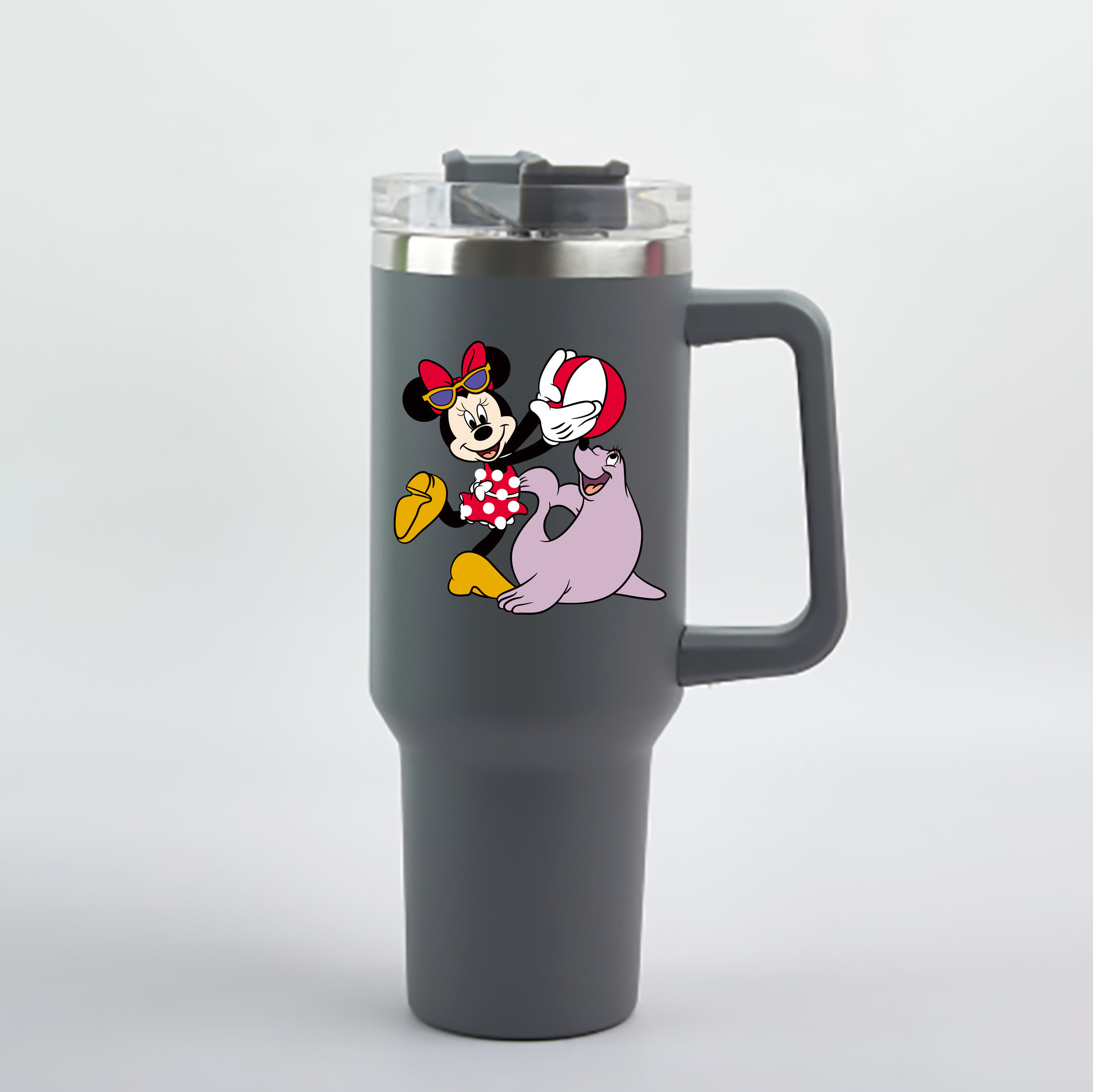 （画像用） ミッキーマウス Mickey Mouse 1200mL車用タンブラー - クリスタルステッカー（プラスチックストロー付き）