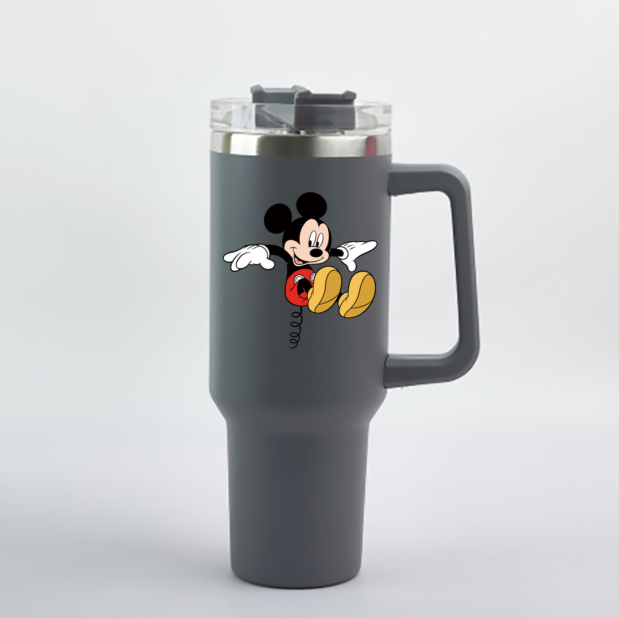 （画像用） ミッキーマウス Mickey Mouse 1200mL車用タンブラー - クリスタルステッカー（プラスチックストロー付き）