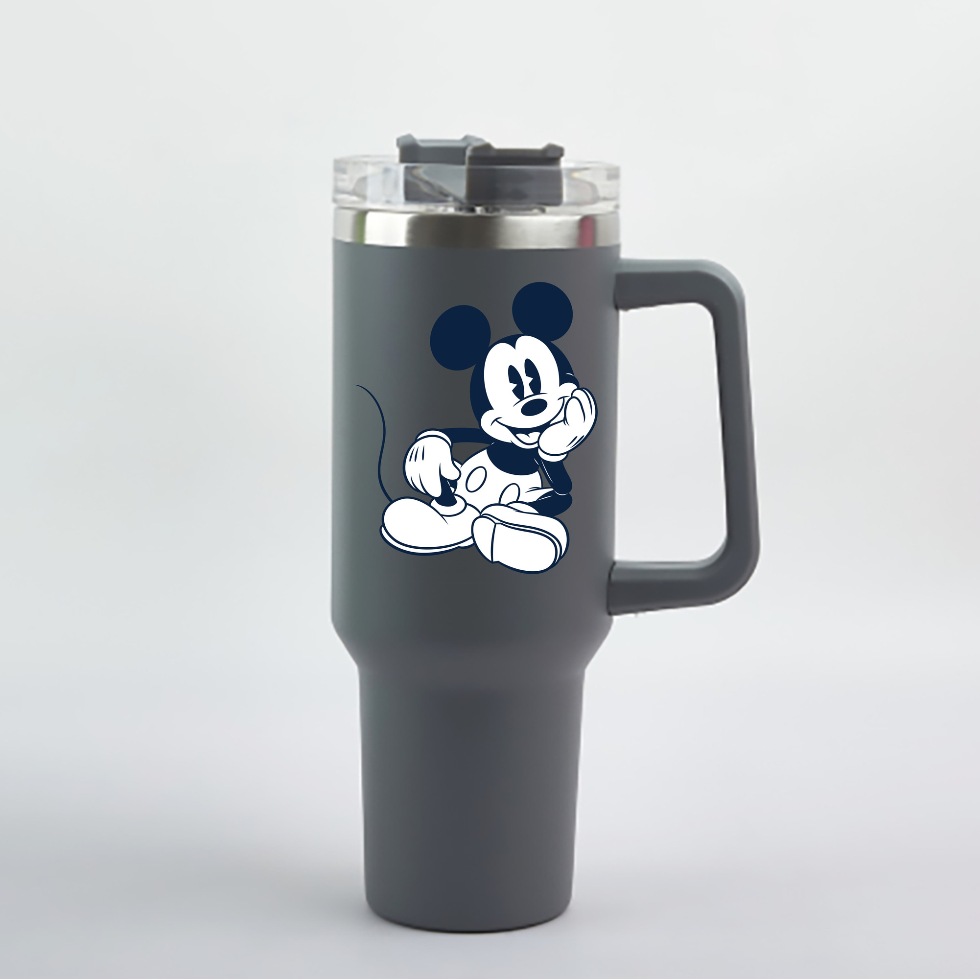 （画像用） ミッキーマウス Mickey Mouse 1200mL車用タンブラー - クリスタルステッカー（プラスチックストロー付き）
