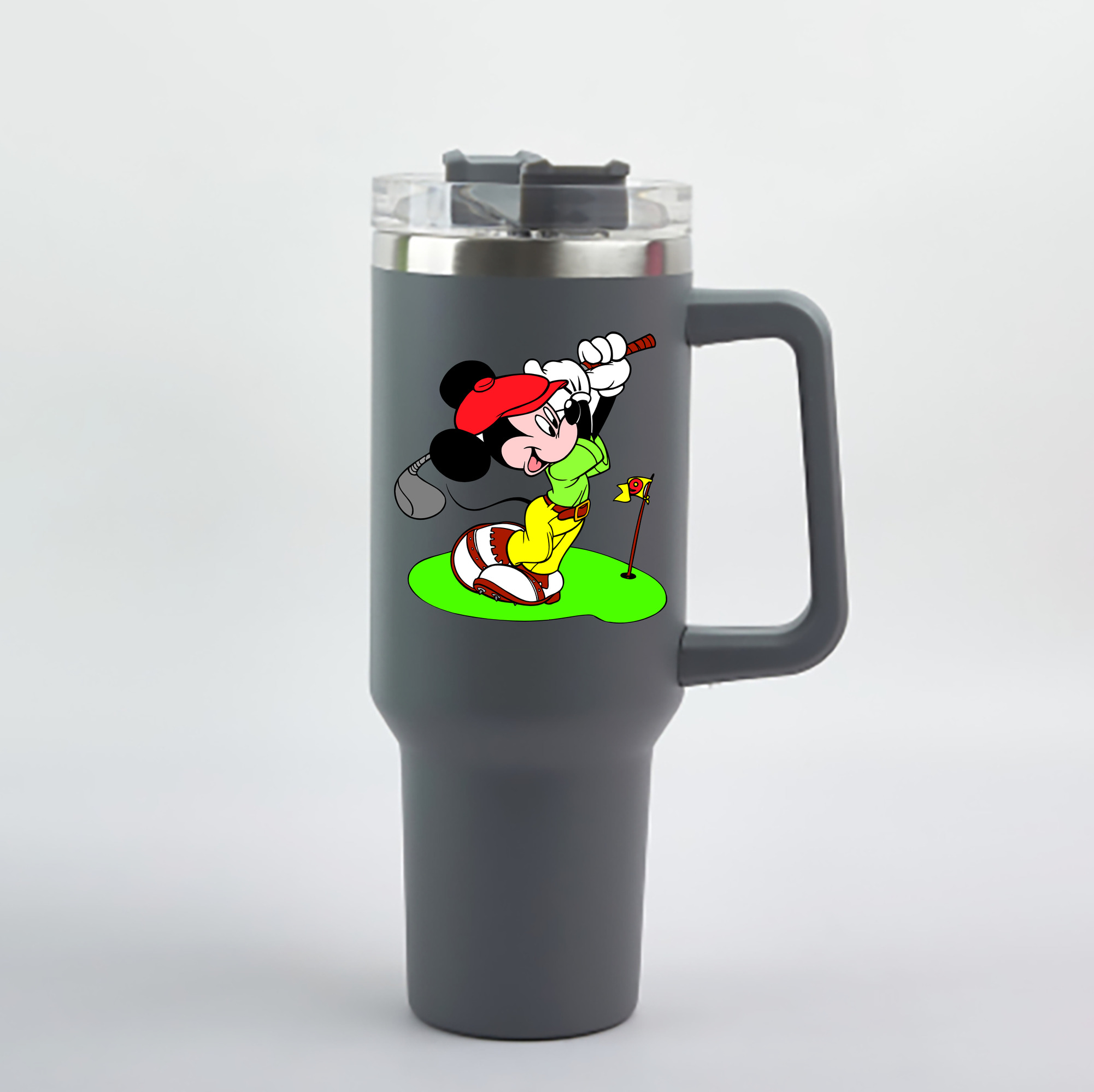（画像用） ミッキーマウス Mickey Mouse 1200mL車用タンブラー - クリスタルステッカー（プラスチックストロー付き）