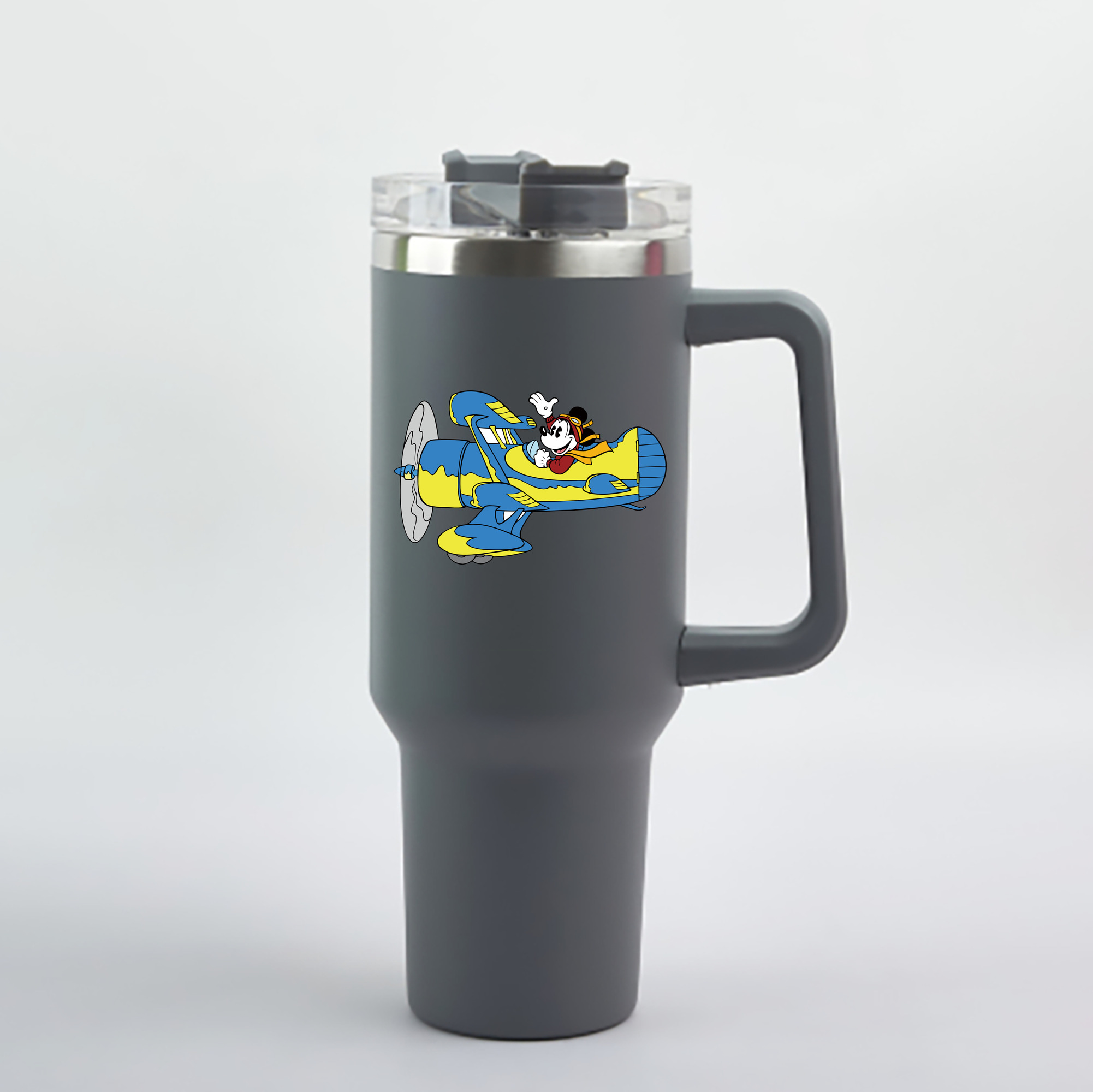 （画像用） ミッキーマウス Mickey Mouse 1200mL車用タンブラー - クリスタルステッカー（プラスチックストロー付き）