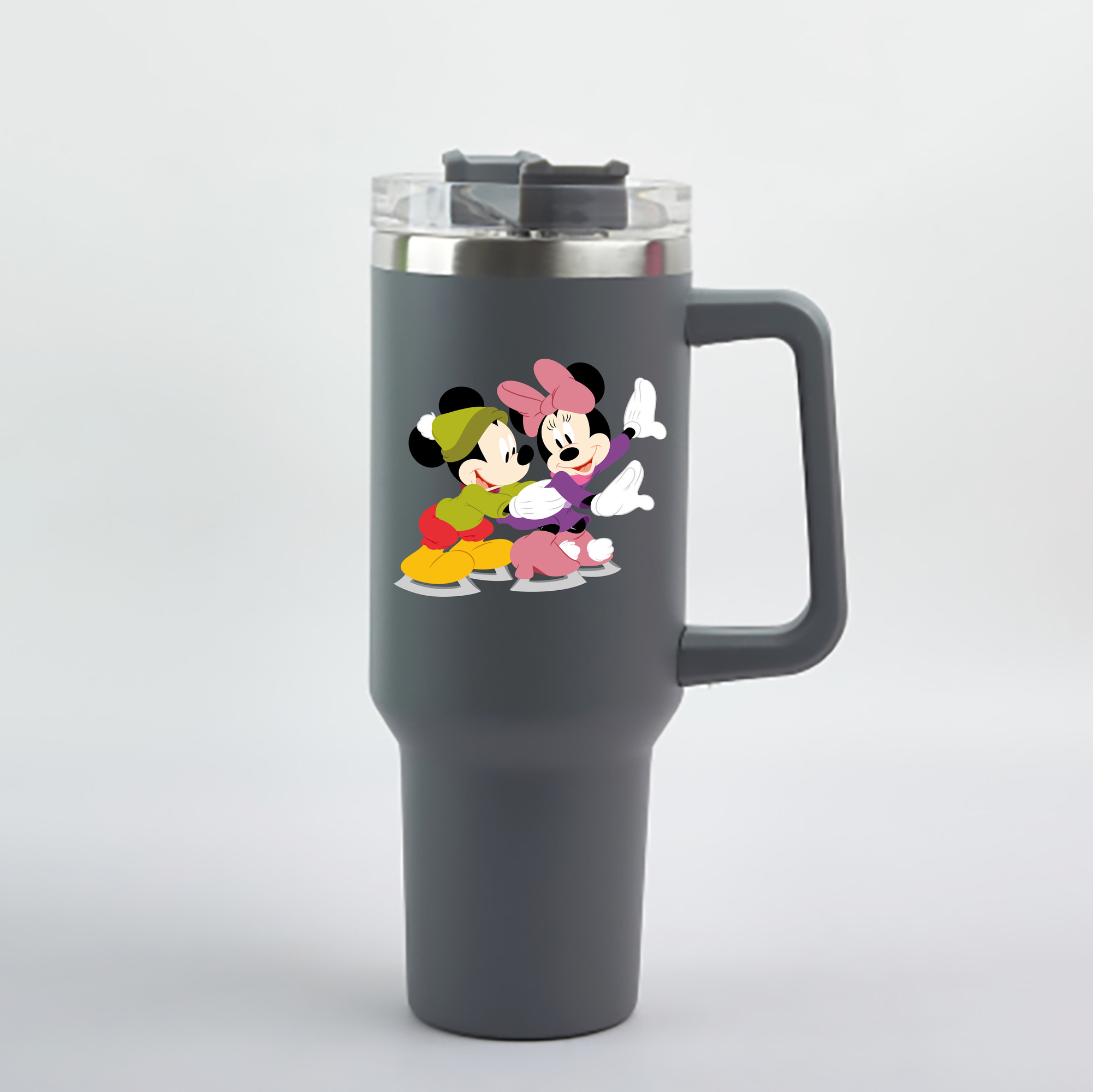 （画像用） ミッキーマウス Mickey Mouse 1200mL車用タンブラー - クリスタルステッカー（プラスチックストロー付き）