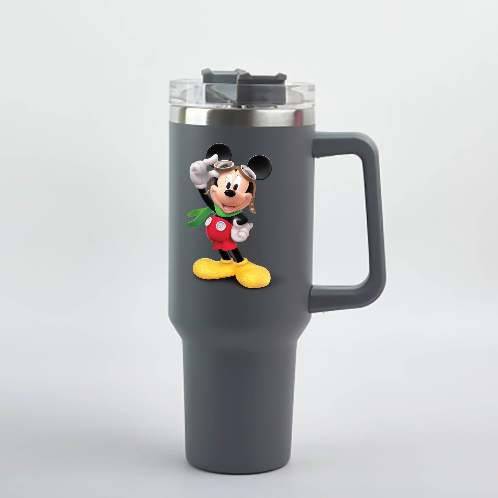 （画像用） ミッキーマウス Mickey Mouse 1200mL車用タンブラー - クリスタルステッカー（プラスチックストロー付き）