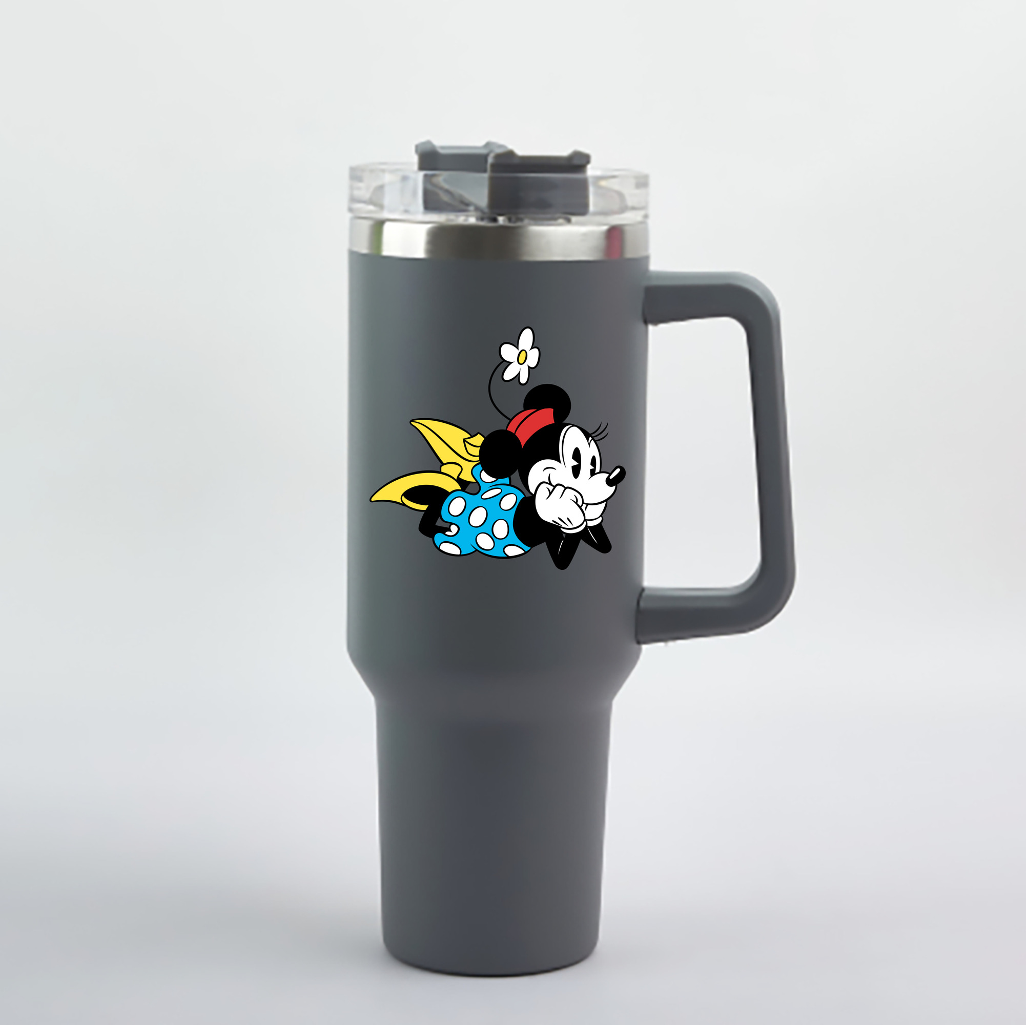 （画像用） ミッキーマウス Mickey Mouse 1200mL車用タンブラー - クリスタルステッカー（プラスチックストロー付き）