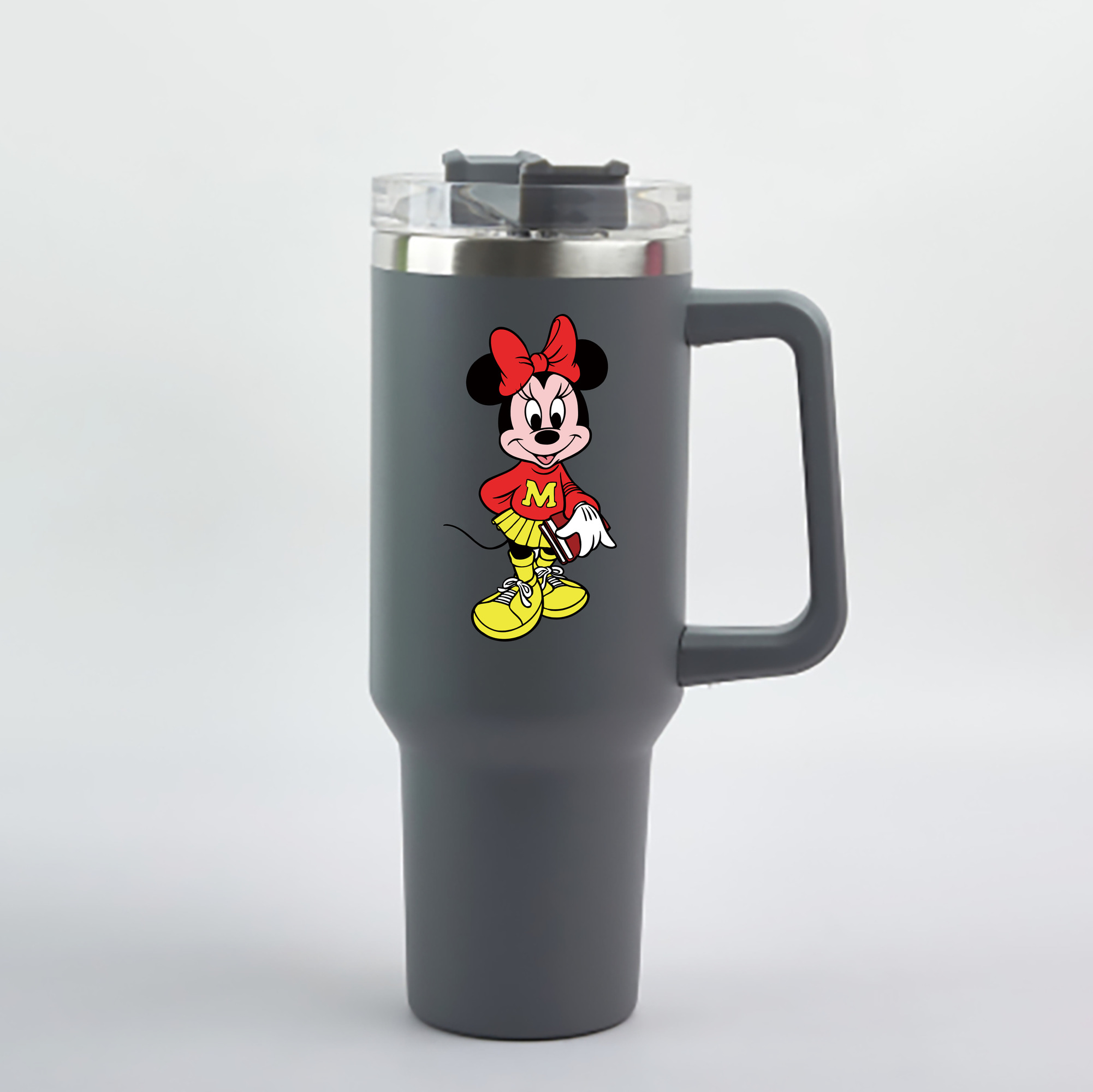 （画像用） ミッキーマウス Mickey Mouse 1200mL車用タンブラー - クリスタルステッカー（プラスチックストロー付き）