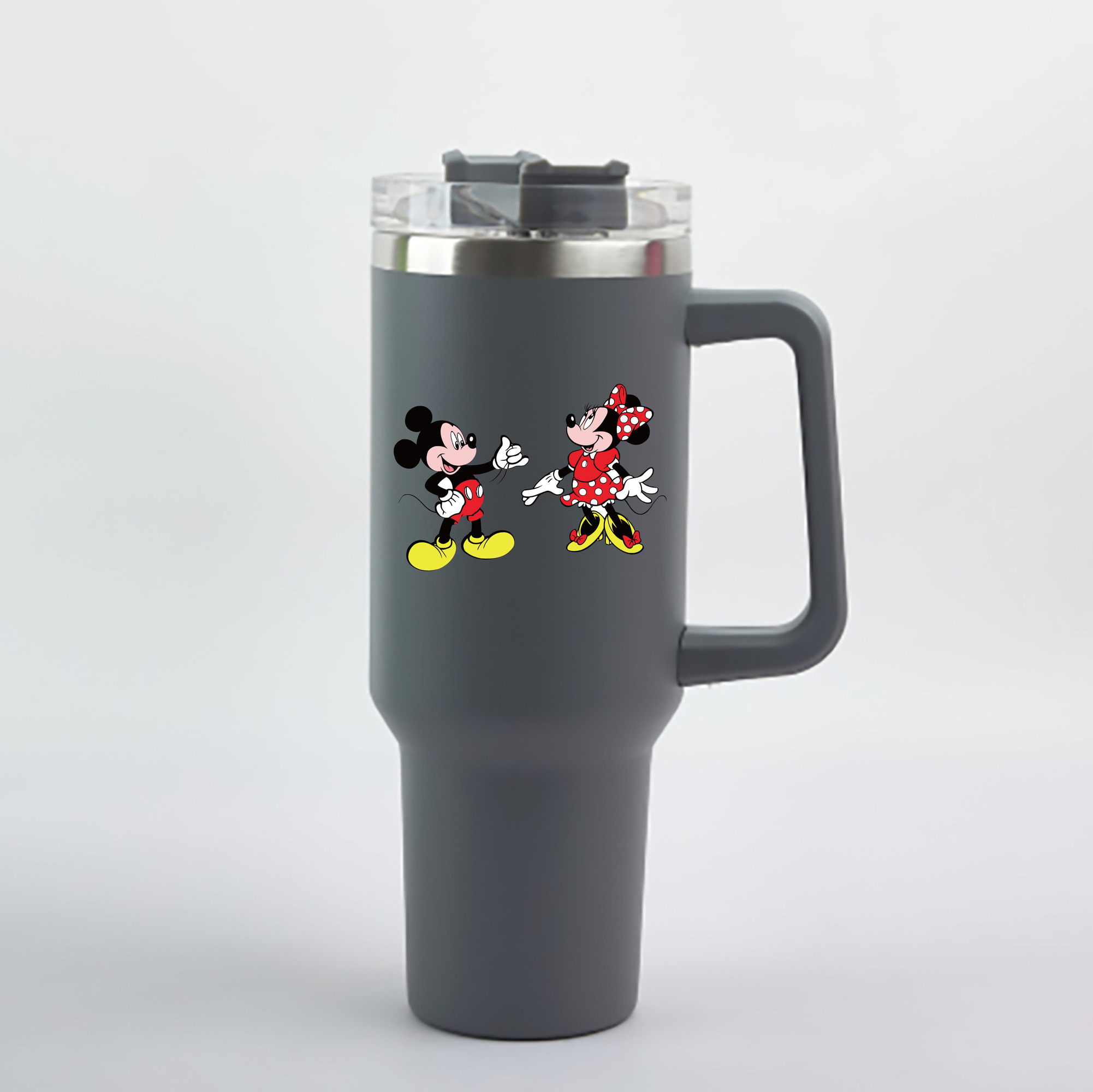 （画像用） ミッキーマウス Mickey Mouse 1200mL車用タンブラー - クリスタルステッカー（プラスチックストロー付き）
