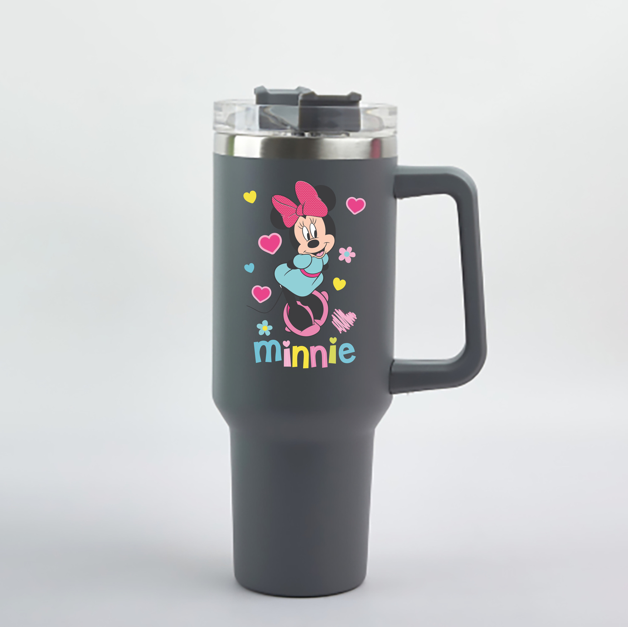 （画像用） ミッキーマウス Mickey Mouse 1200mL車用タンブラー - クリスタルステッカー（プラスチックストロー付き）