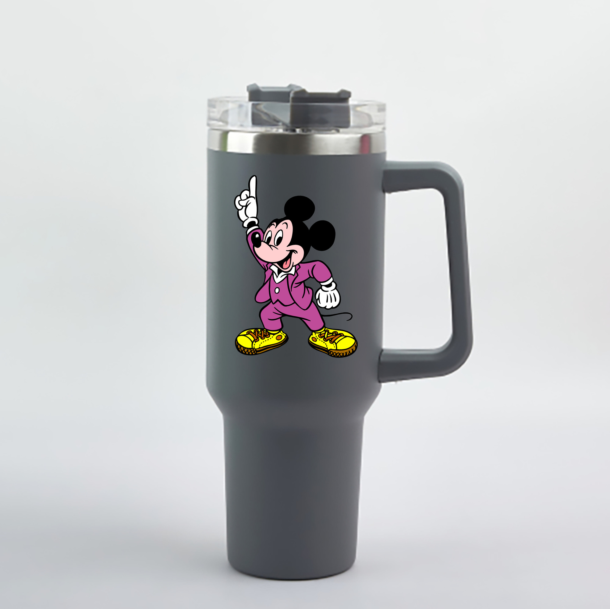（画像用） ミッキーマウス Mickey Mouse 1200mL車用タンブラー - クリスタルステッカー（プラスチックストロー付き）