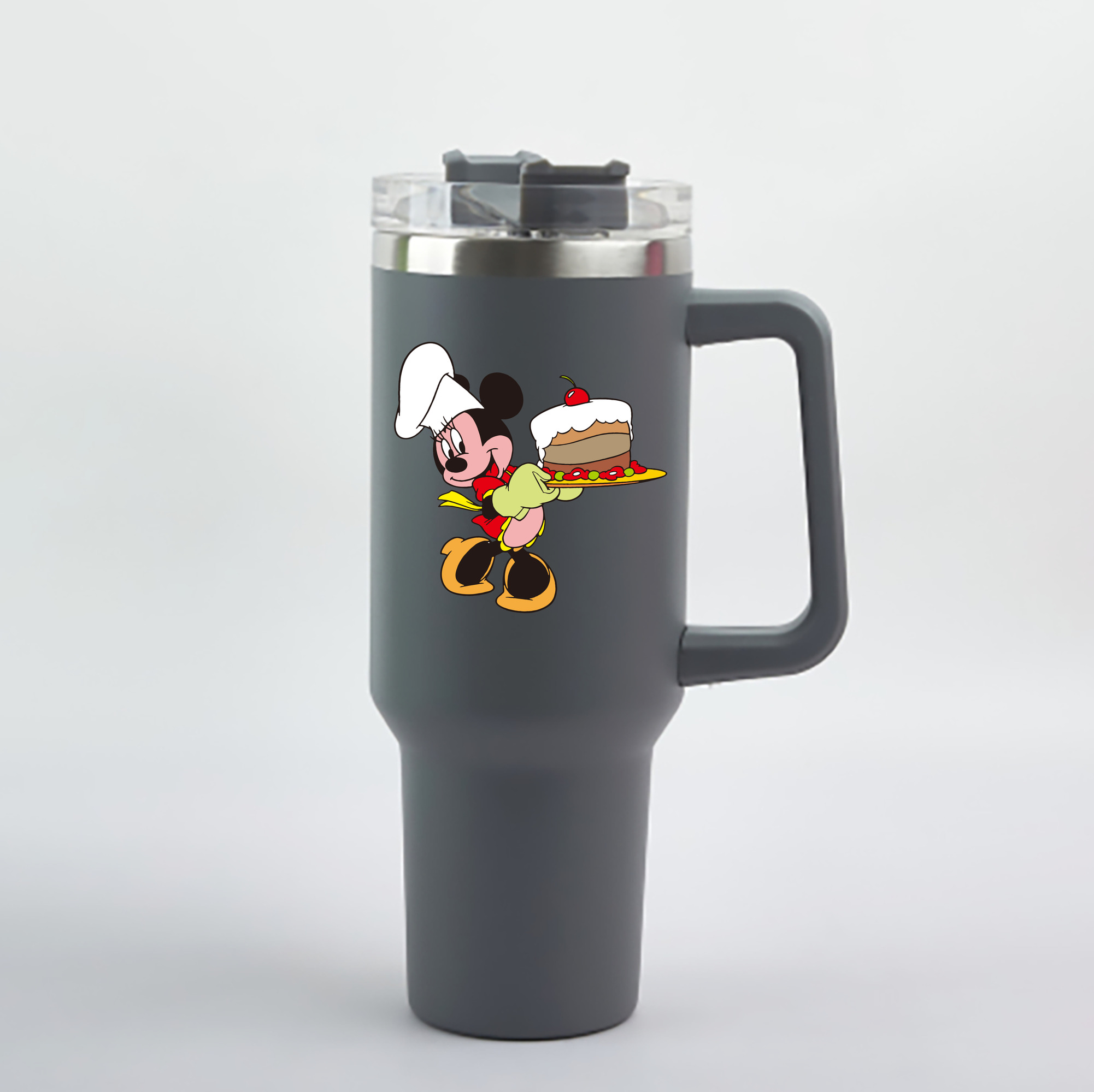 （画像用） ミッキーマウス Mickey Mouse 1200mL車用タンブラー - クリスタルステッカー（プラスチックストロー付き）