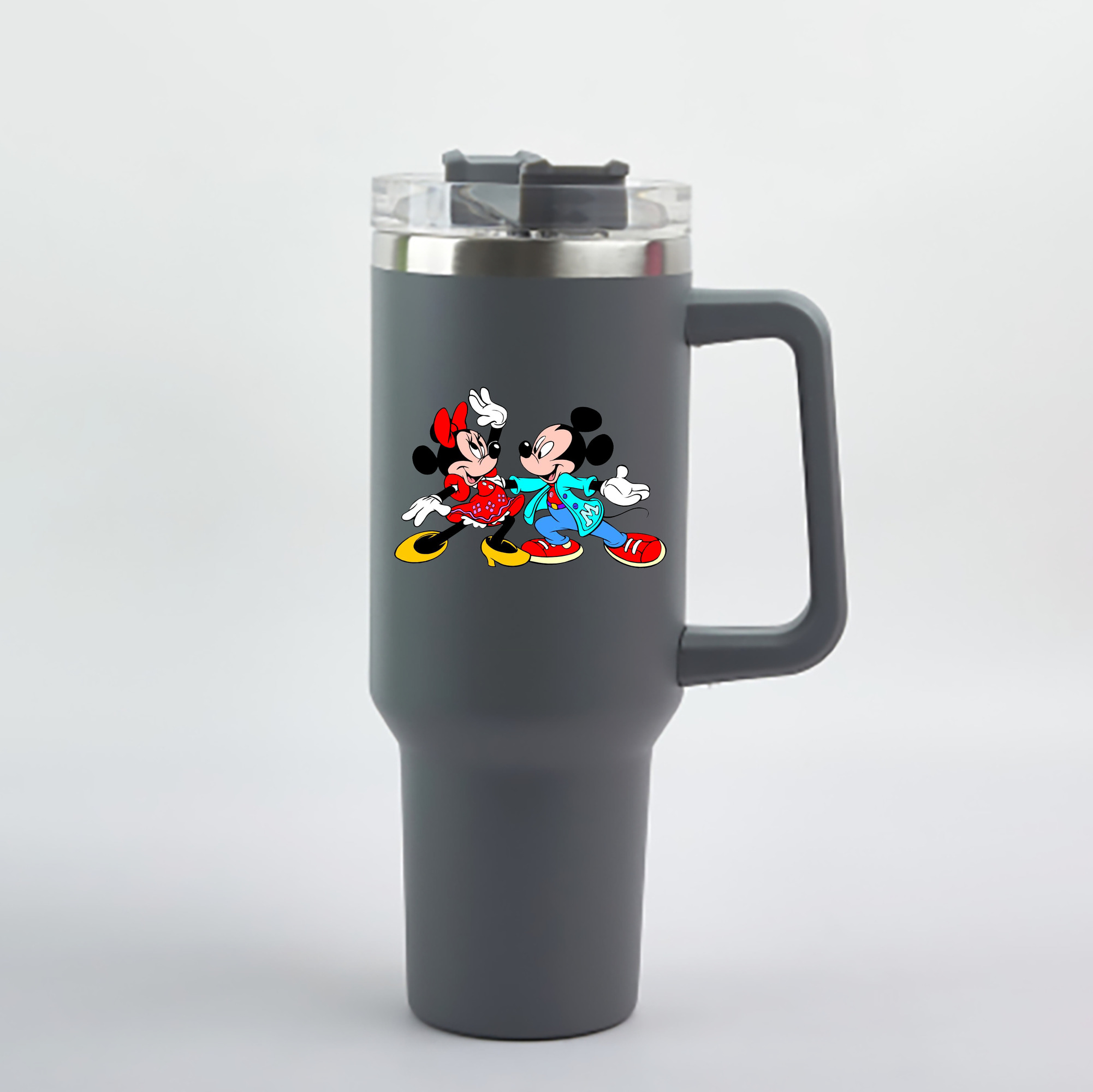 （画像用） ミッキーマウス Mickey Mouse 1200mL車用タンブラー - クリスタルステッカー（プラスチックストロー付き）