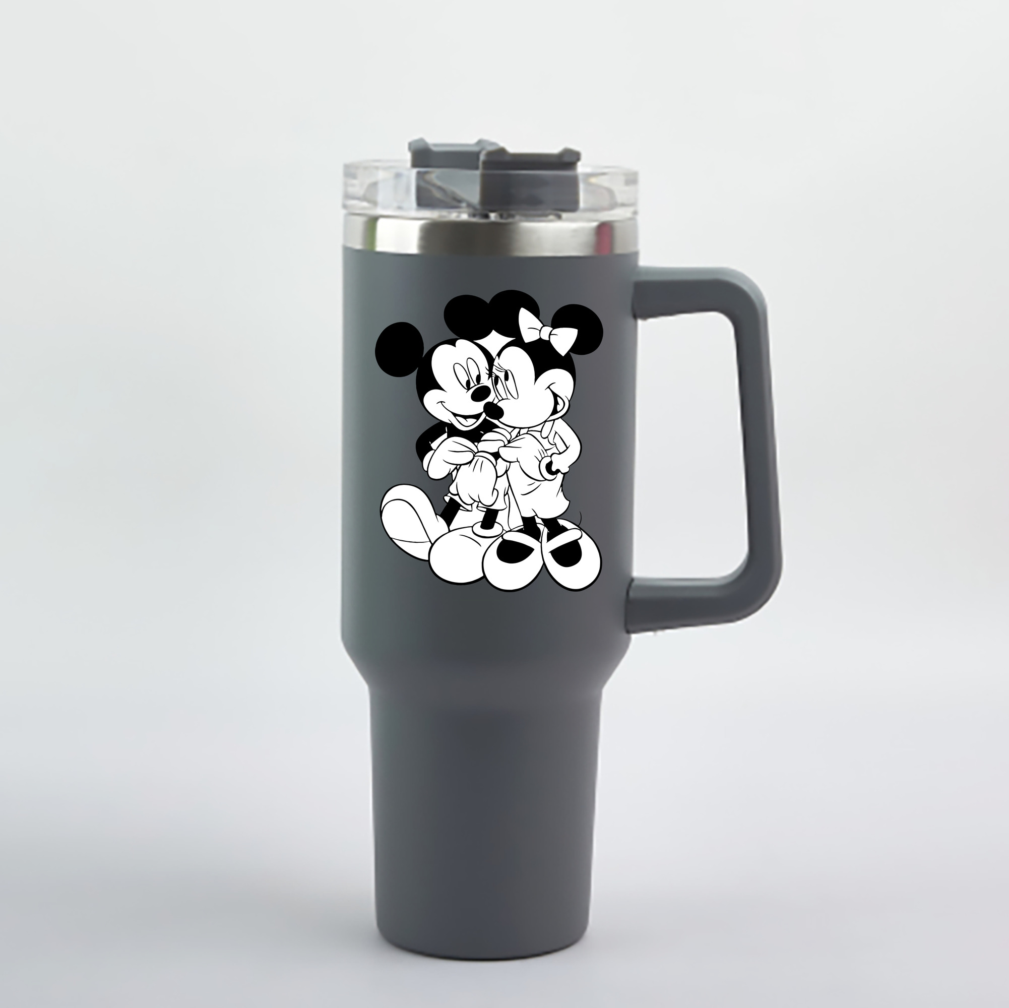 （画像用） ミッキーマウス Mickey Mouse 1200mL車用タンブラー - クリスタルステッカー（プラスチックストロー付き）