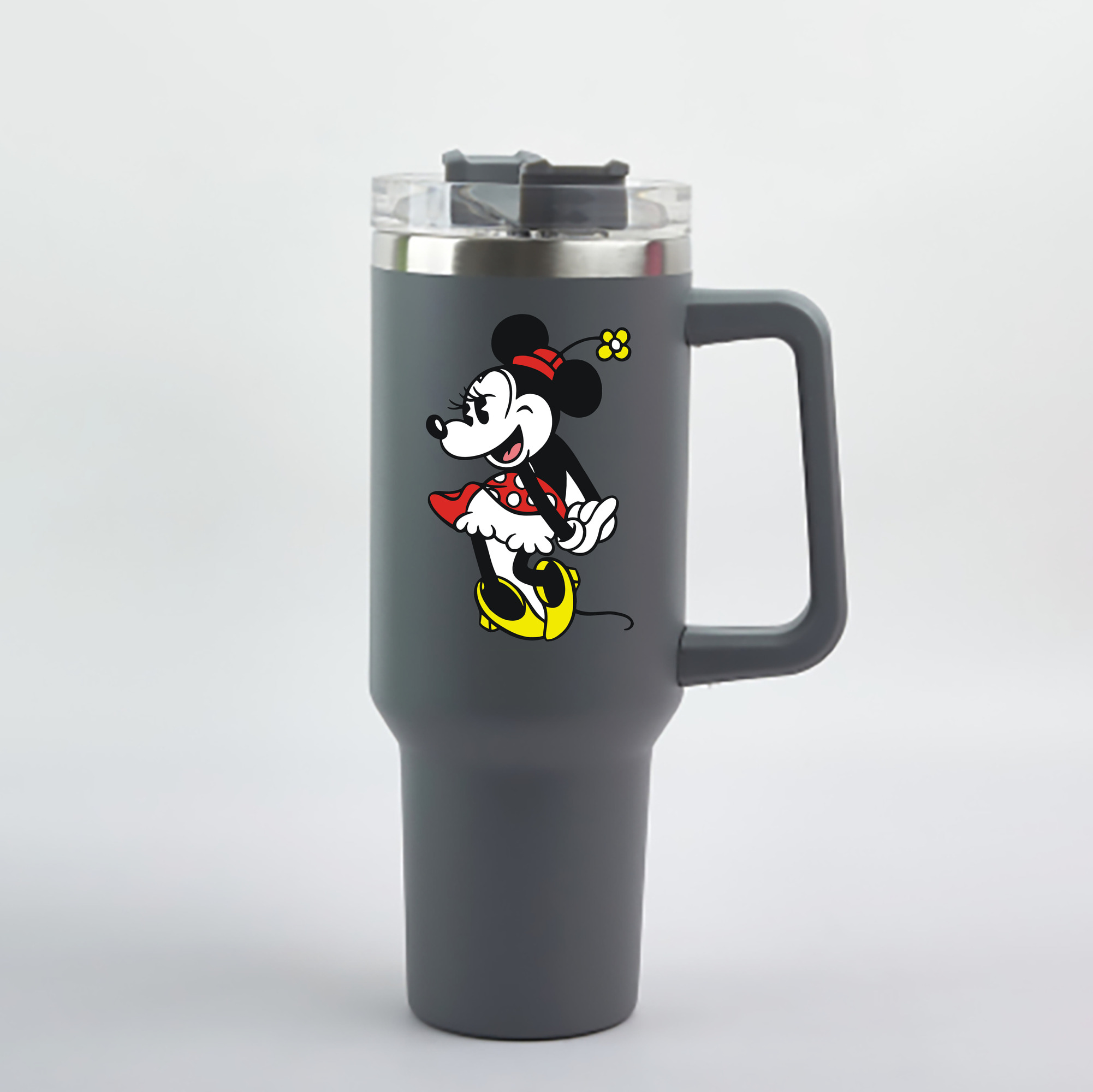 （画像用） ミッキーマウス Mickey Mouse 1200mL車用タンブラー - クリスタルステッカー（プラスチックストロー付き）