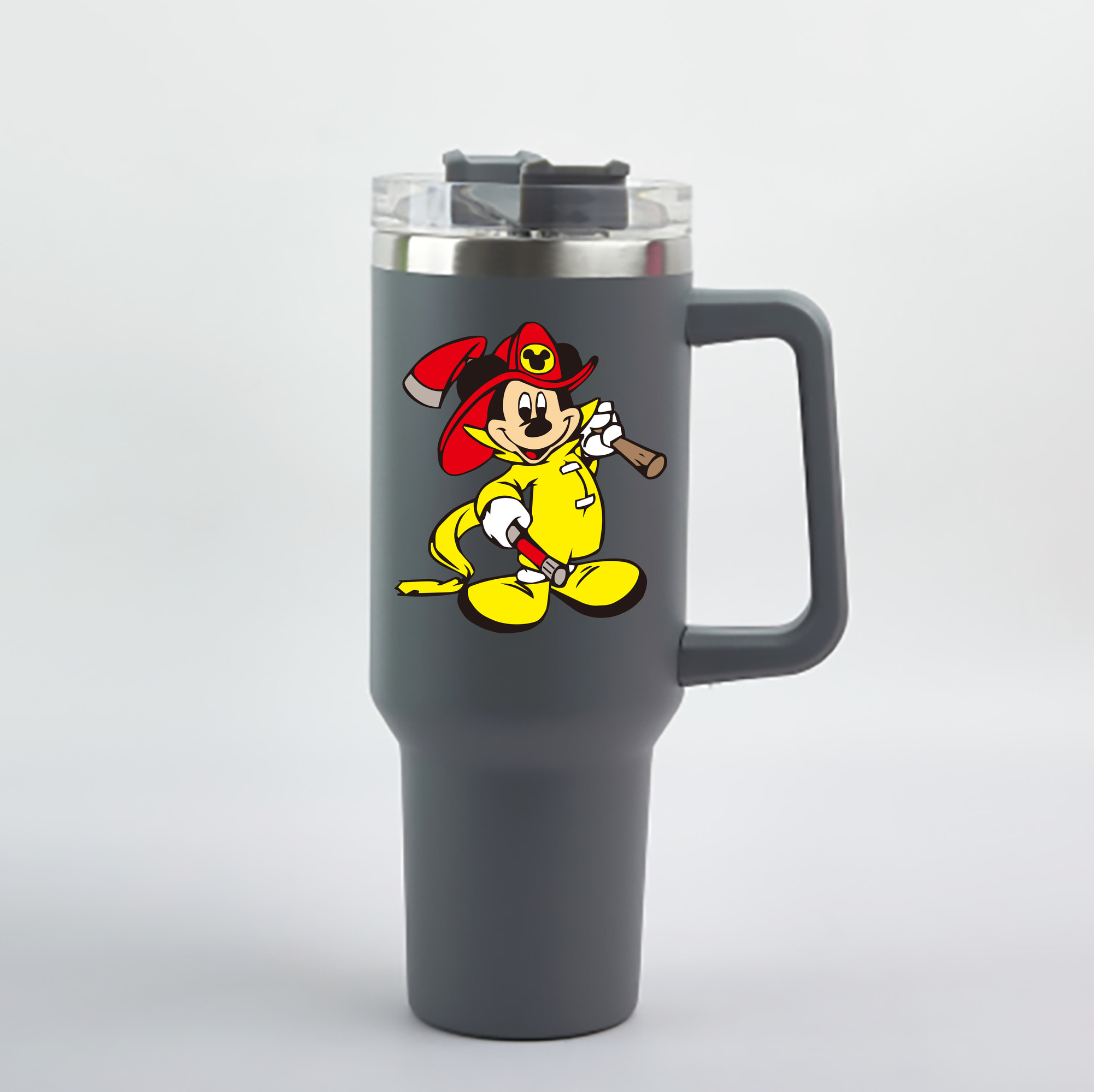 （画像用） ミッキーマウス Mickey Mouse 1200mL車用タンブラー - クリスタルステッカー（プラスチックストロー付き）