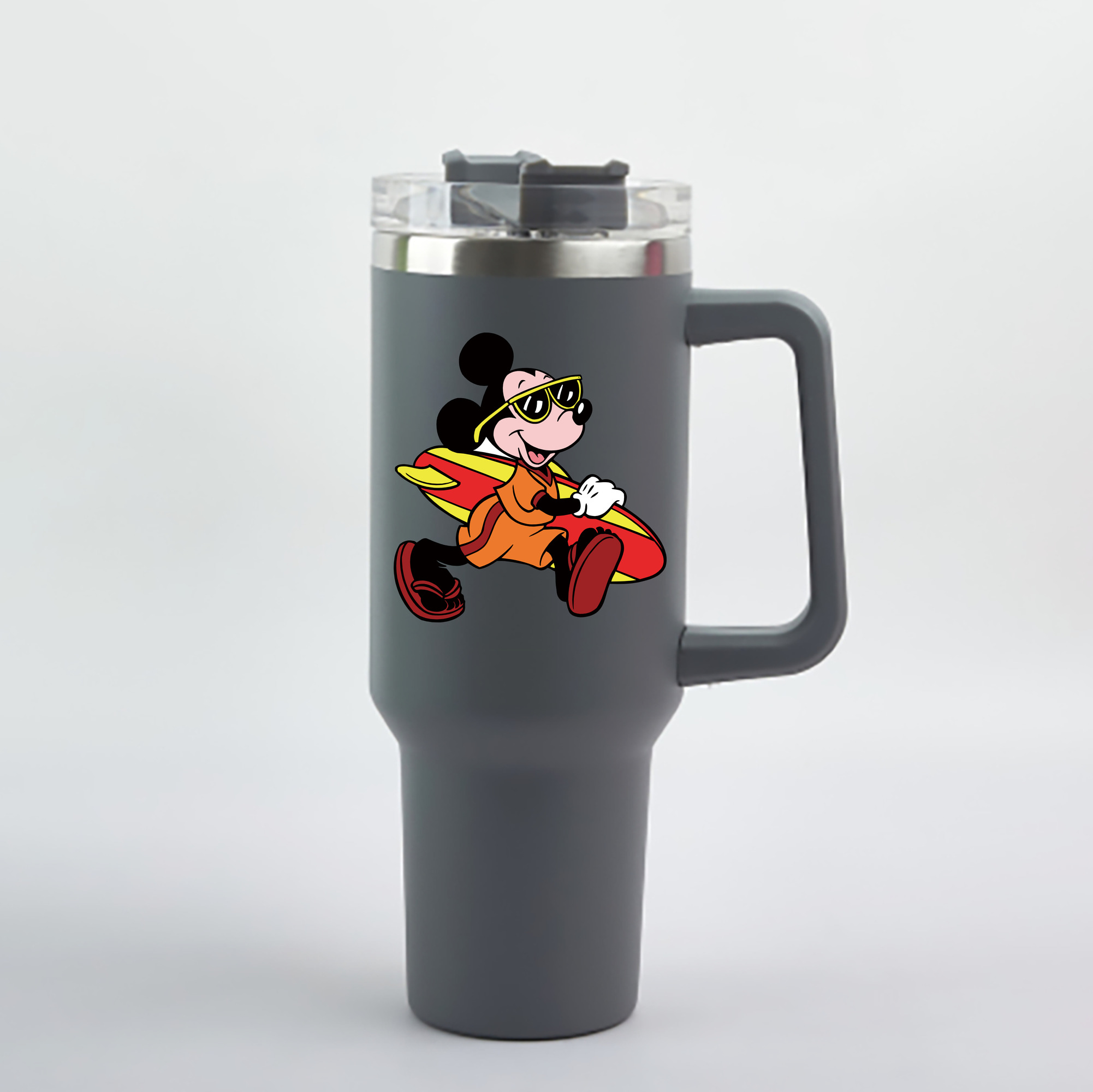 （画像用） ミッキーマウス Mickey Mouse 1200mL車用タンブラー - クリスタルステッカー（プラスチックストロー付き）