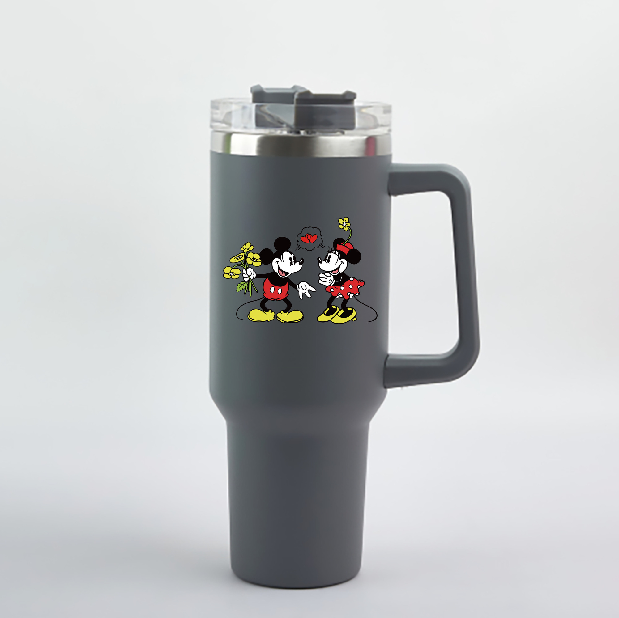 （画像用） ミッキーマウス Mickey Mouse 1200mL車用タンブラー - クリスタルステッカー（プラスチックストロー付き）