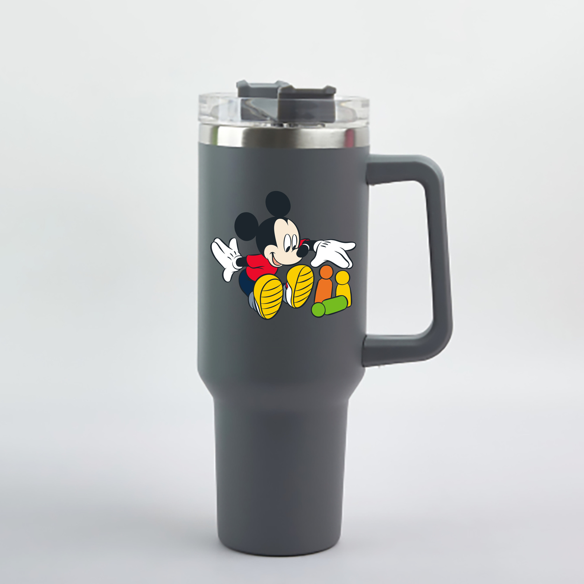 （画像用） ミッキーマウス Mickey Mouse 1200mL車用タンブラー - クリスタルステッカー（プラスチックストロー付き）