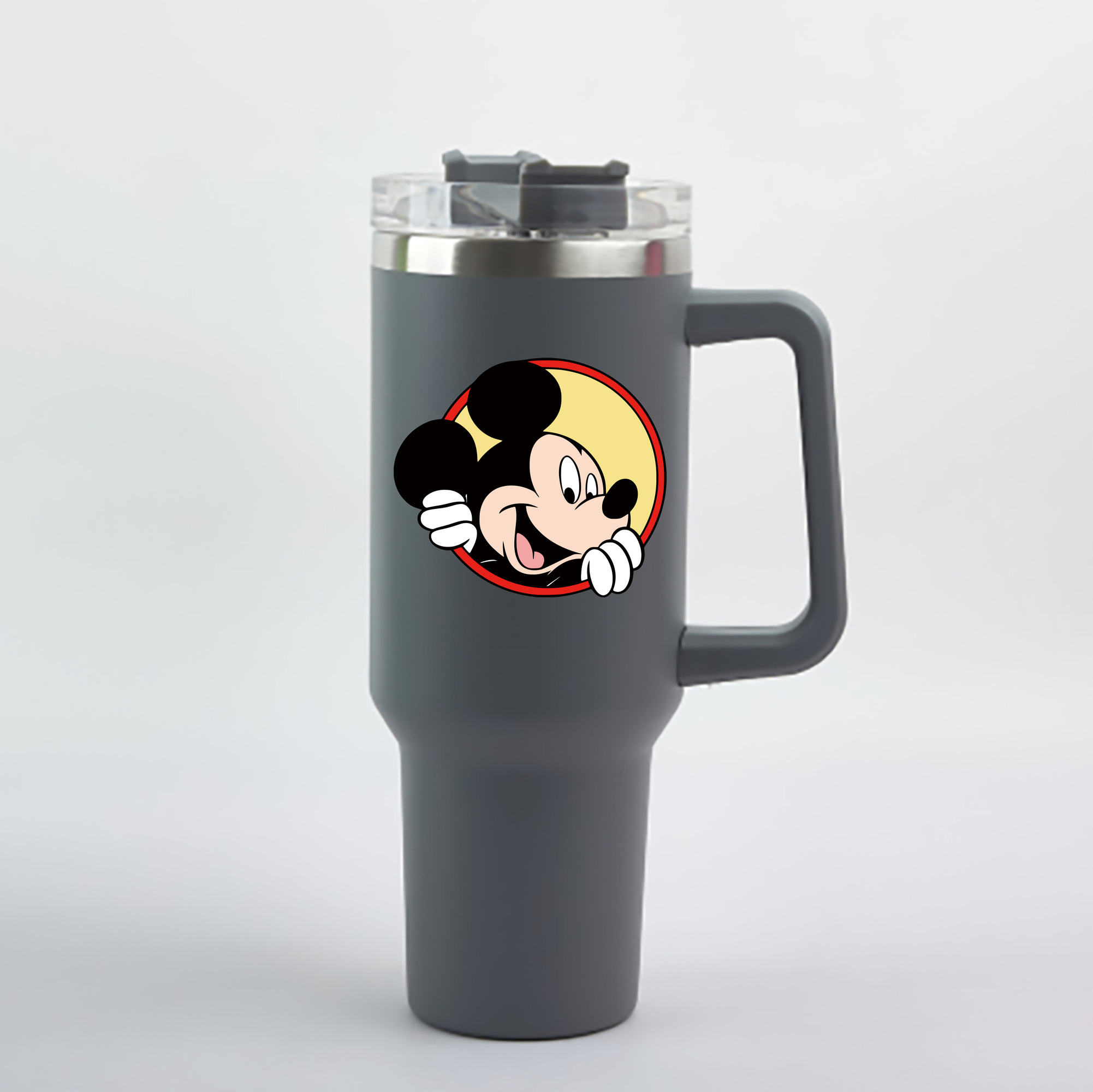 （画像用） ミッキーマウス Mickey Mouse 1200mL車用タンブラー - クリスタルステッカー（プラスチックストロー付き）