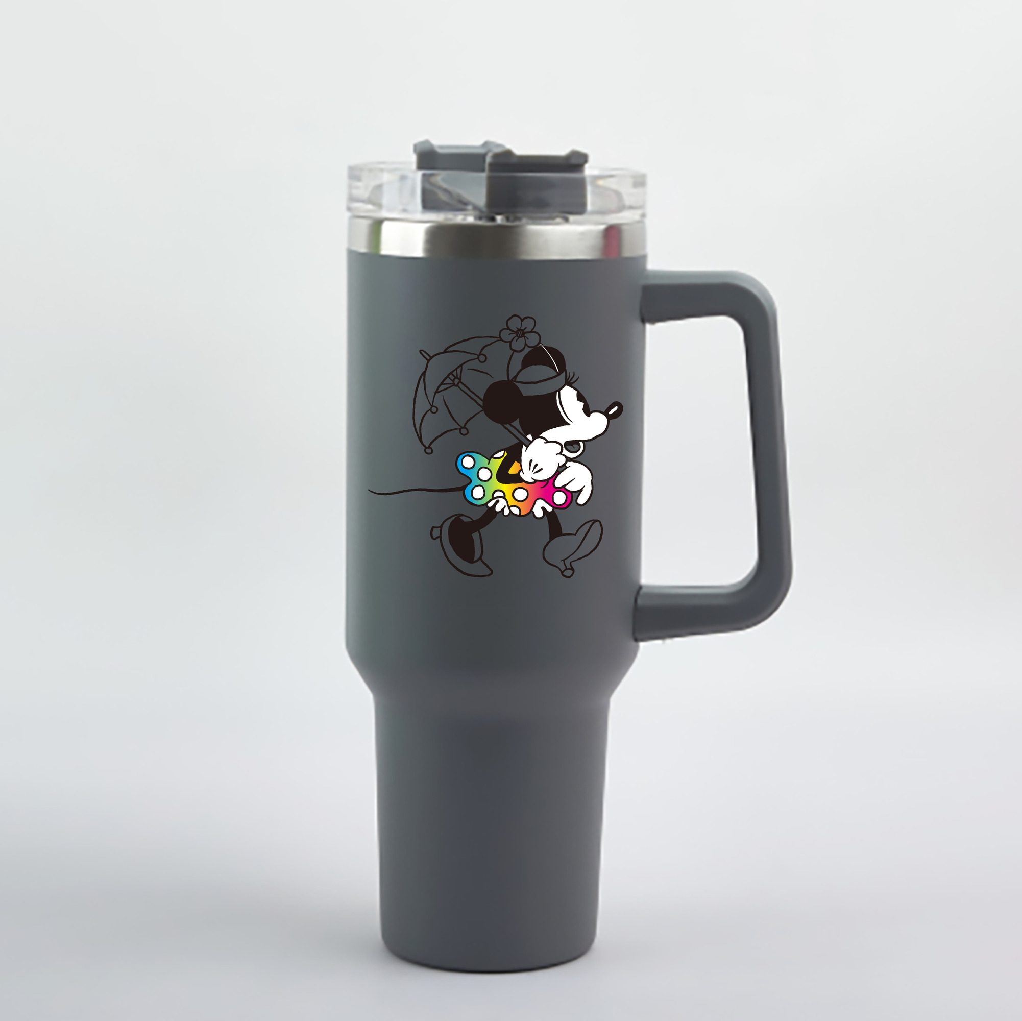 ミッキーマウス Mickey Mouse 1200mL車用タンブラー - クリスタルステッカー（プラスチックストロー付き）
