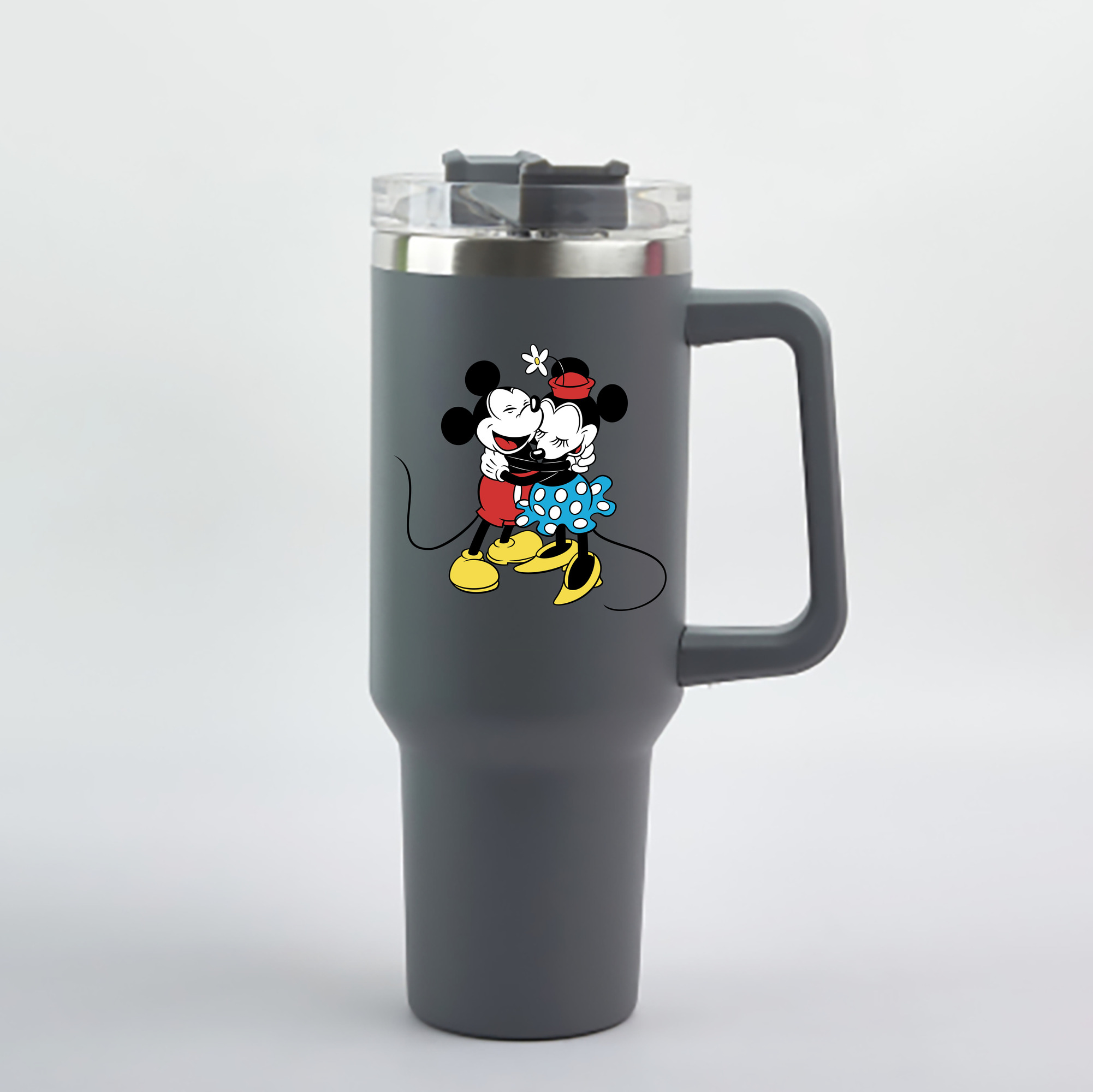 （画像用） ミッキーマウス Mickey Mouse 1200mL車用タンブラー - クリスタルステッカー（プラスチックストロー付き）