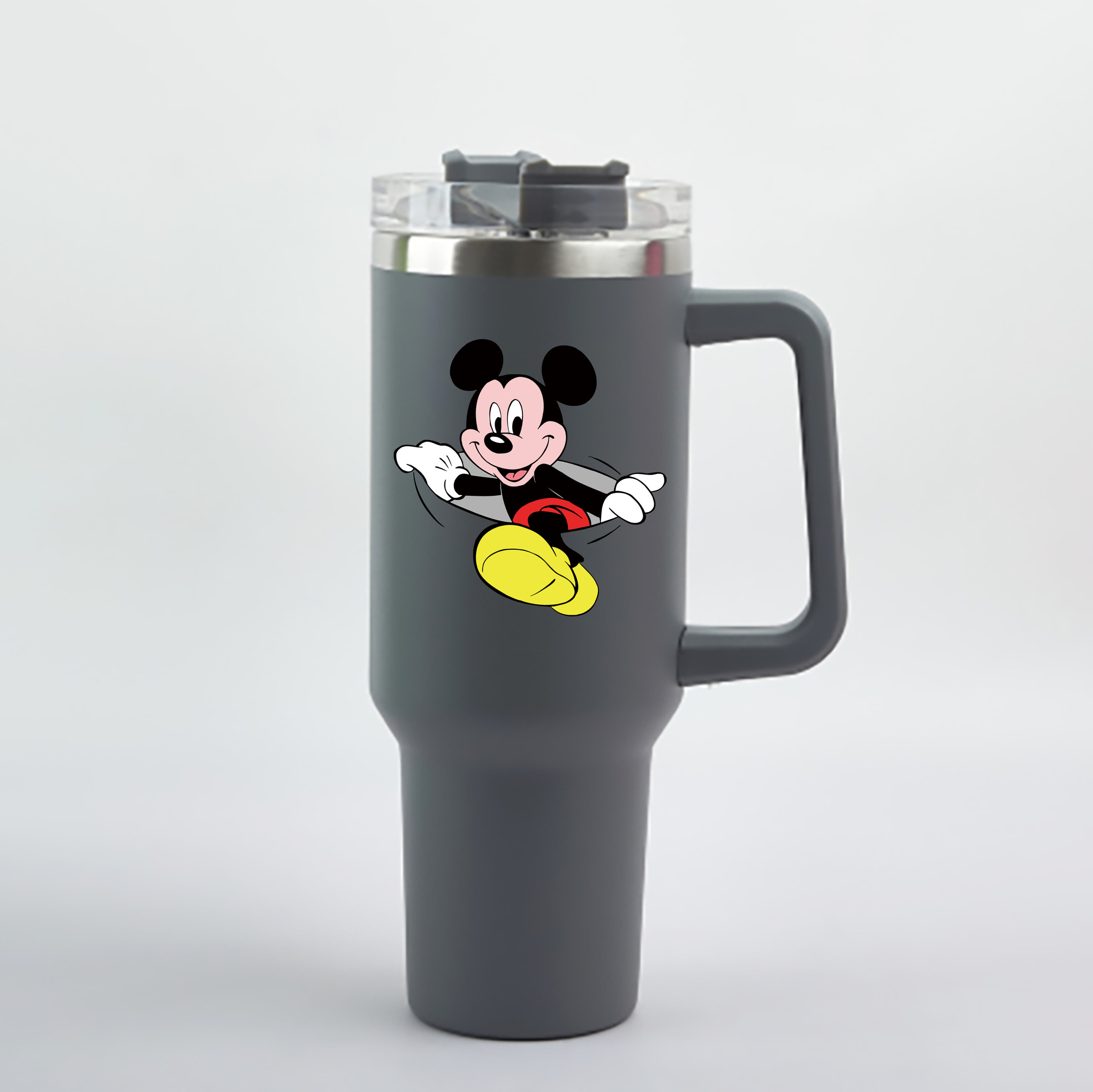 （画像用） ミッキーマウス Mickey Mouse 1200mL車用タンブラー - クリスタルステッカー（プラスチックストロー付き）
