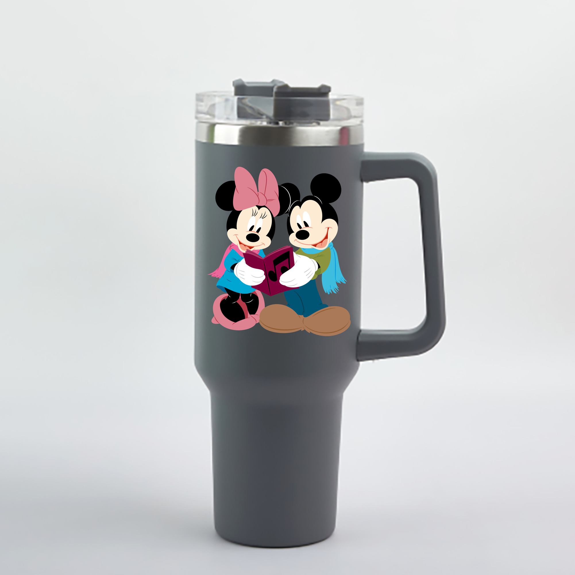 （画像用） ミッキーマウス Mickey Mouse 1200mL車用タンブラー - クリスタルステッカー（プラスチックストロー付き）