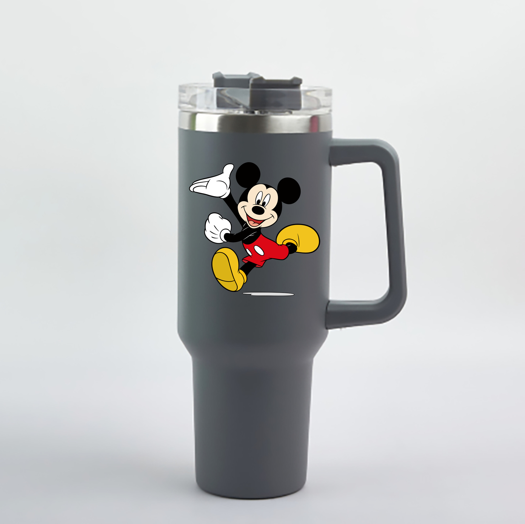 （画像用） ミッキーマウス Mickey Mouse 1200mL車用タンブラー - クリスタルステッカー（プラスチックストロー付き）