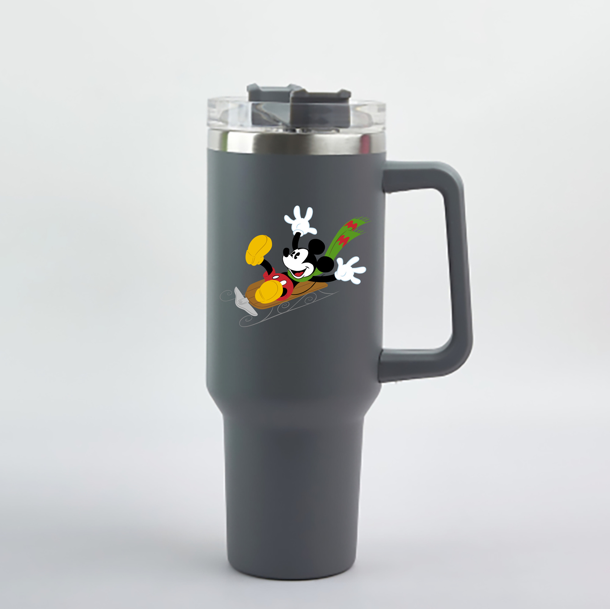 （画像用） ミッキーマウス Mickey Mouse 1200mL車用タンブラー - クリスタルステッカー（プラスチックストロー付き）