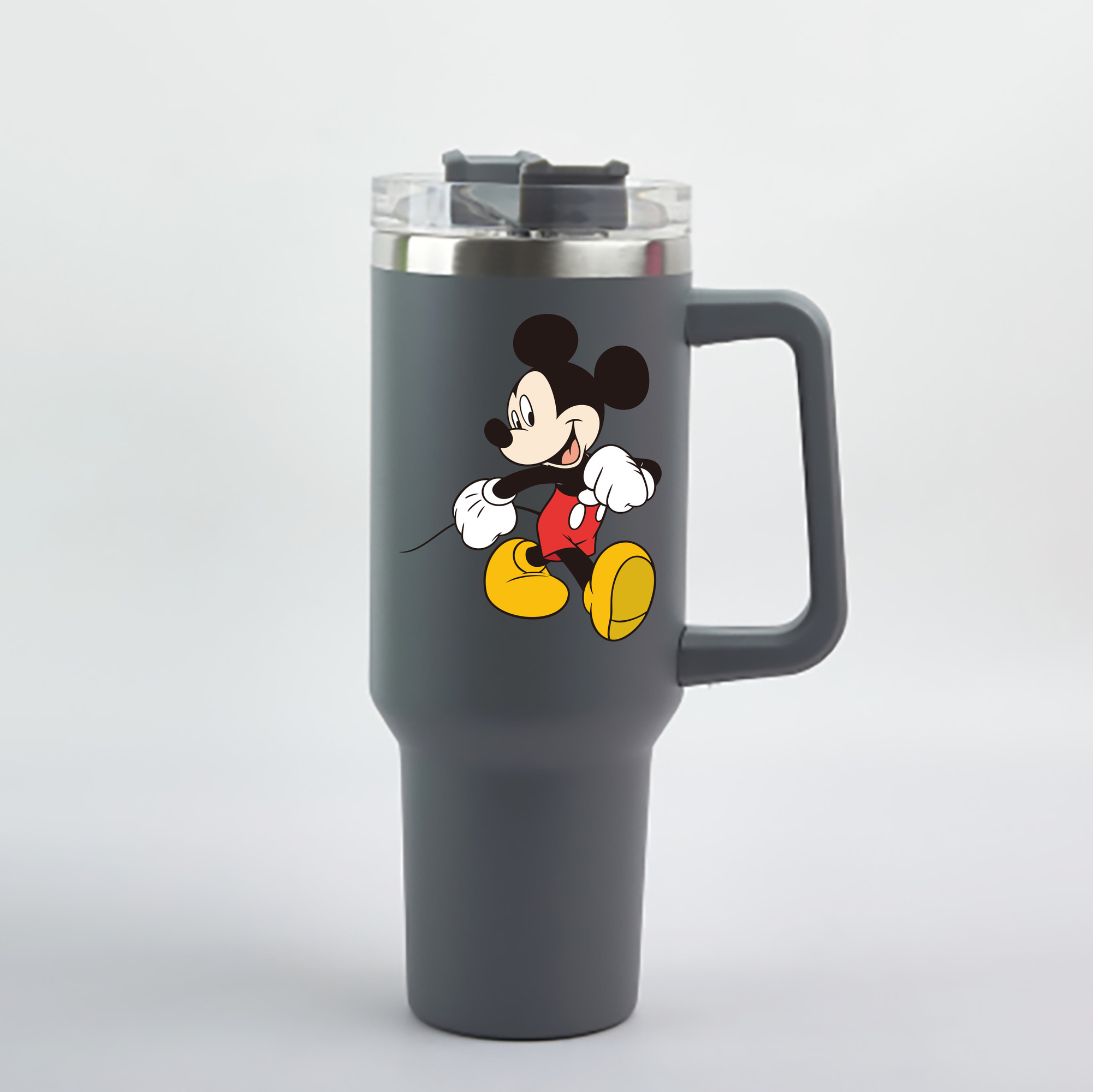 （画像用） ミッキーマウス Mickey Mouse 1200mL車用タンブラー - クリスタルステッカー（プラスチックストロー付き）