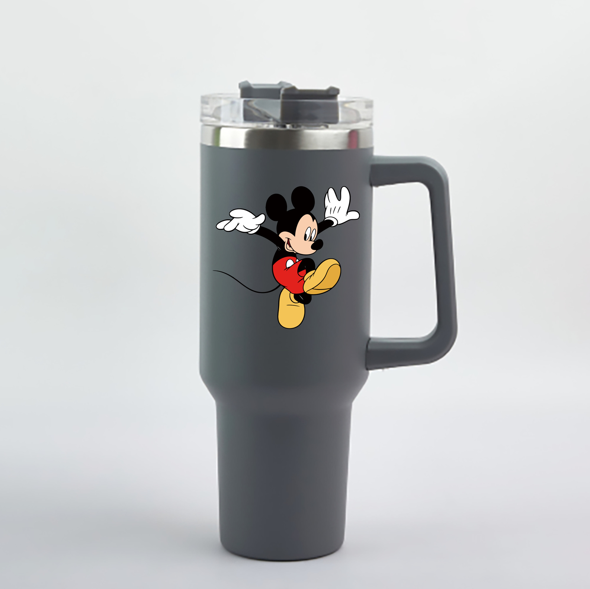 （画像用） ミッキーマウス Mickey Mouse 1200mL車用タンブラー - クリスタルステッカー（プラスチックストロー付き）