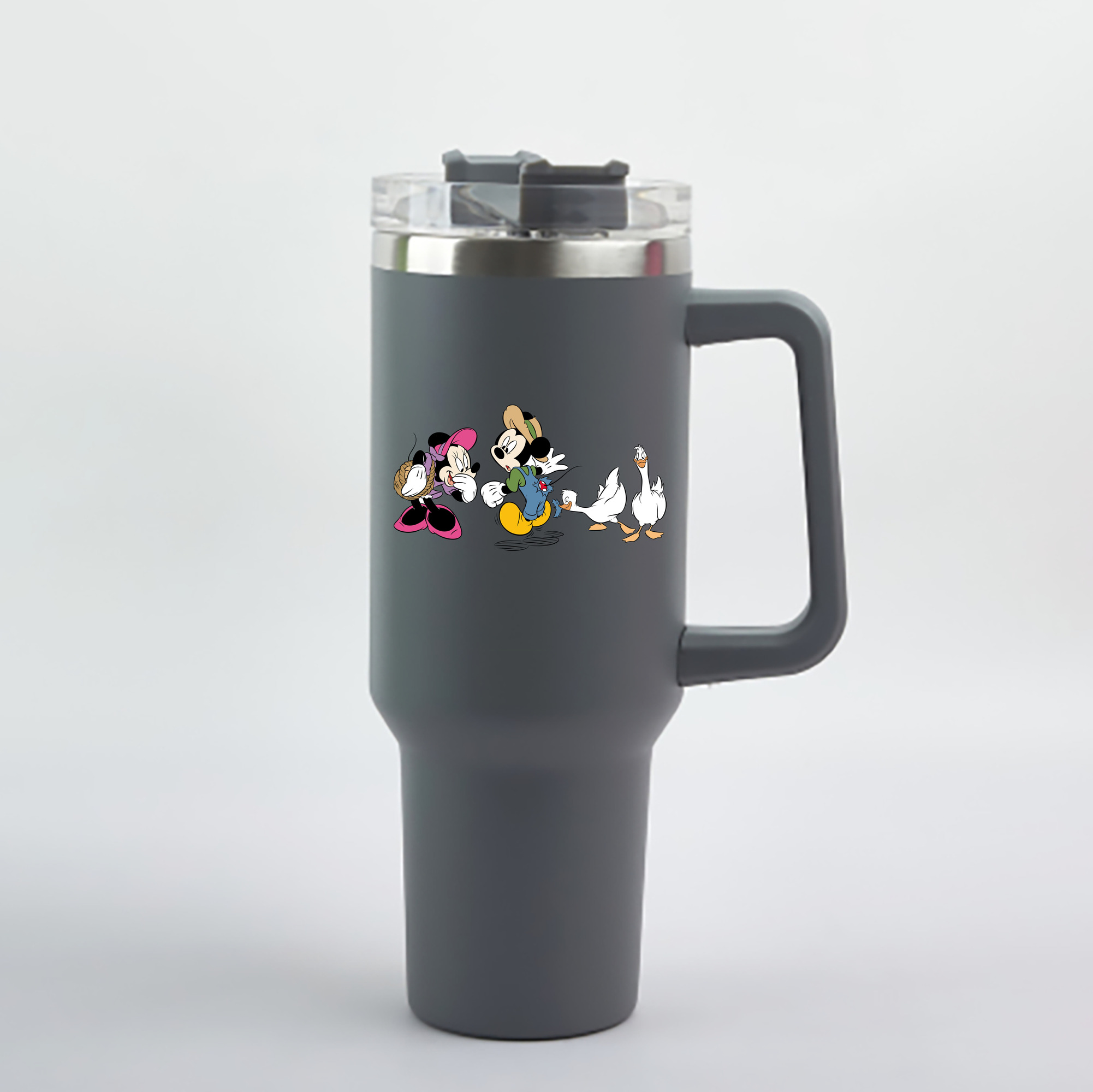 （画像用） ミッキーマウス Mickey Mouse 1200mL車用タンブラー - クリスタルステッカー（プラスチックストロー付き）