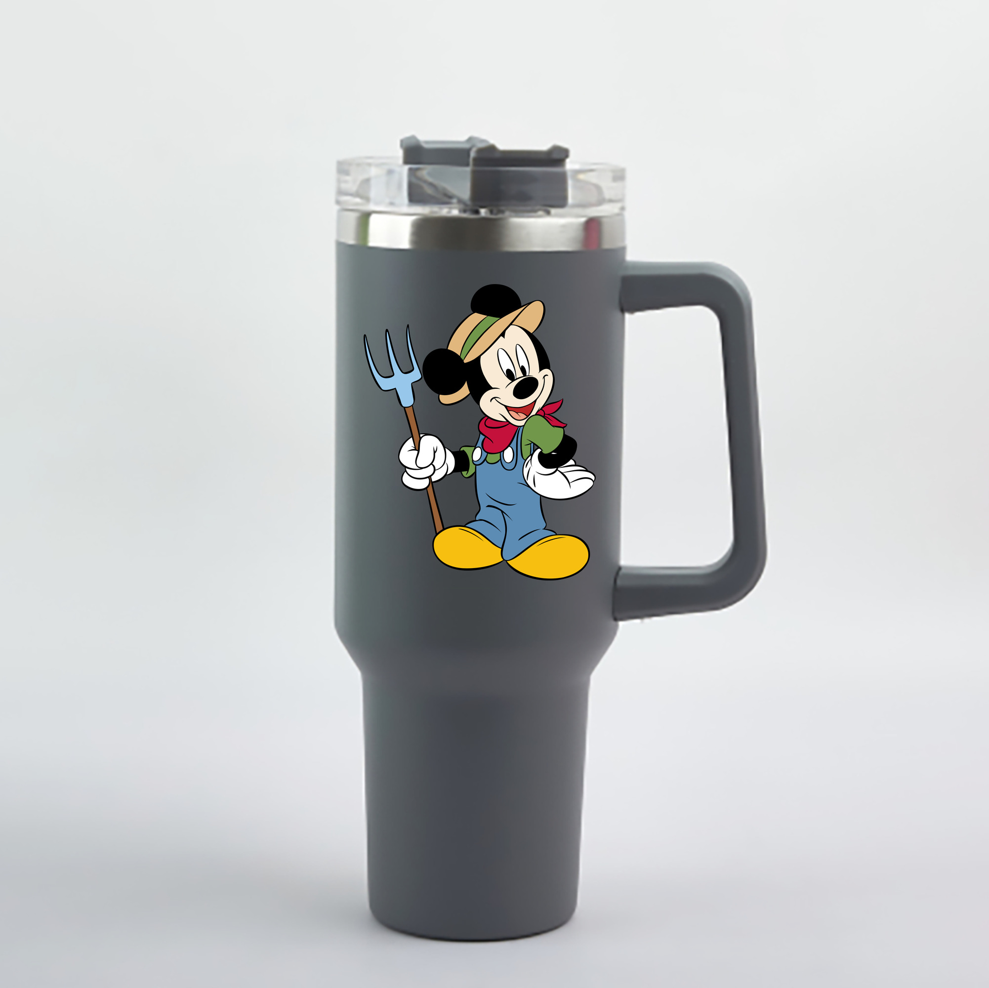 （画像用） ミッキーマウス Mickey Mouse 1200mL車用タンブラー - クリスタルステッカー（プラスチックストロー付き）