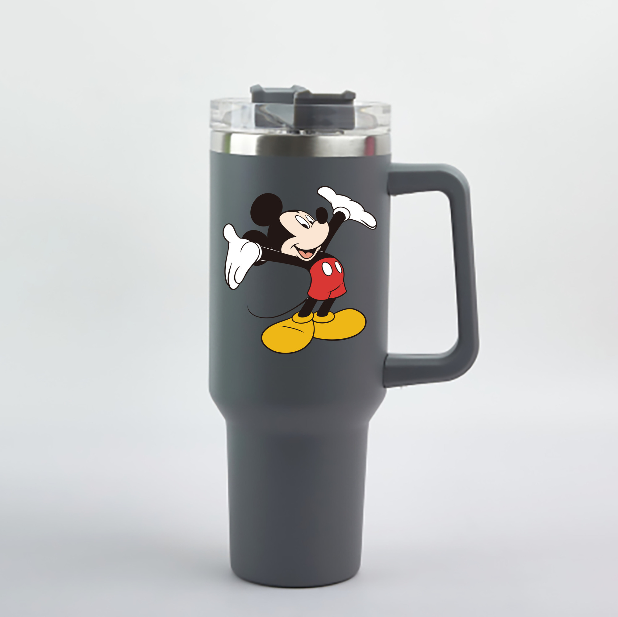 （画像用） ミッキーマウス Mickey Mouse 1200mL車用タンブラー - クリスタルステッカー（プラスチックストロー付き）