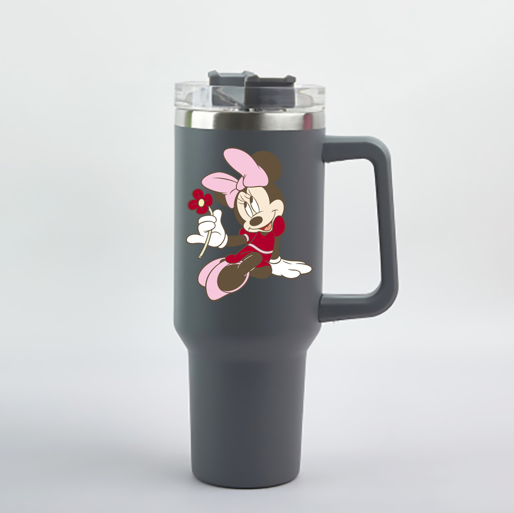 （画像用） ミッキーマウス Mickey Mouse 1200mL車用タンブラー - クリスタルステッカー（プラスチックストロー付き）