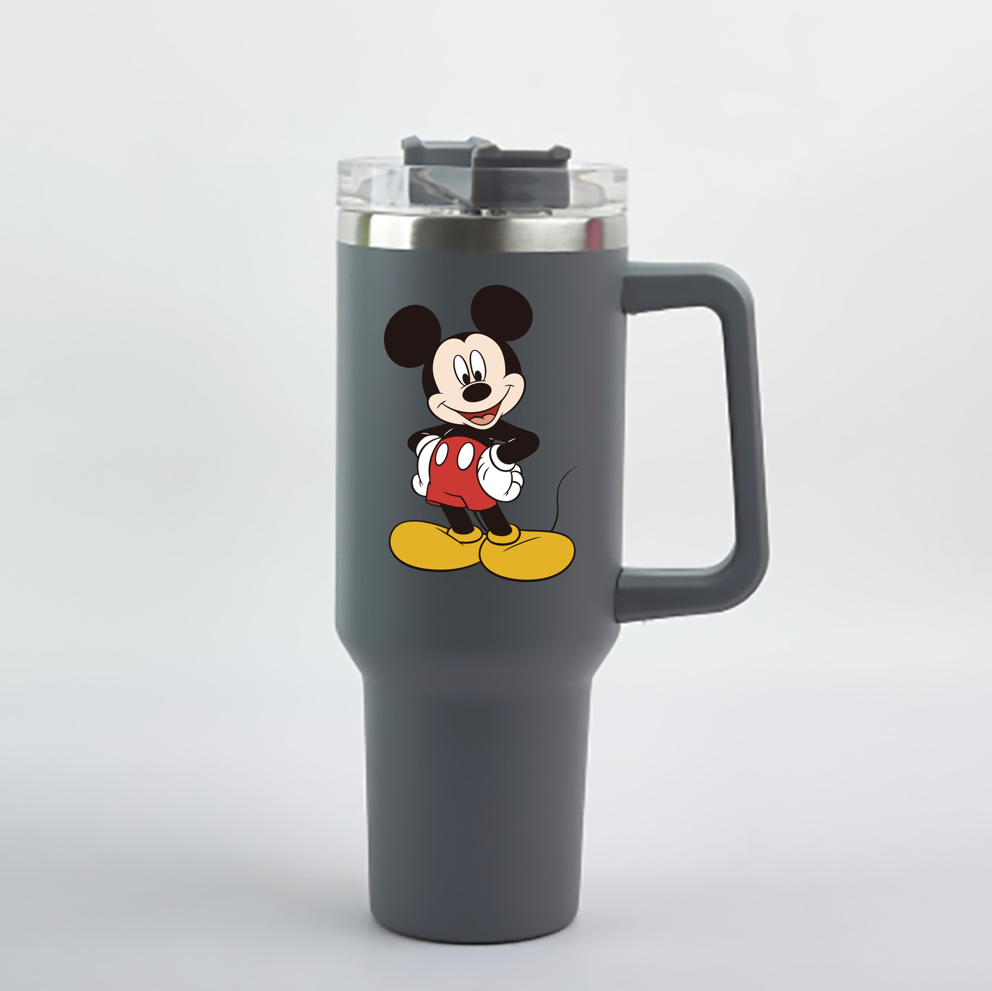 （画像用） ミッキーマウス Mickey Mouse 1200mL車用タンブラー - クリスタルステッカー（プラスチックストロー付き）