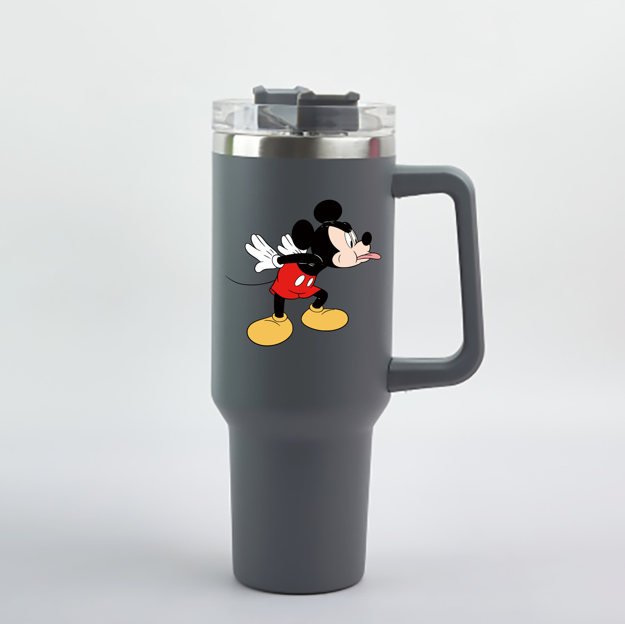 （画像用） ミッキーマウス Mickey Mouse 1200mL車用タンブラー - クリスタルステッカー（プラスチックストロー付き）