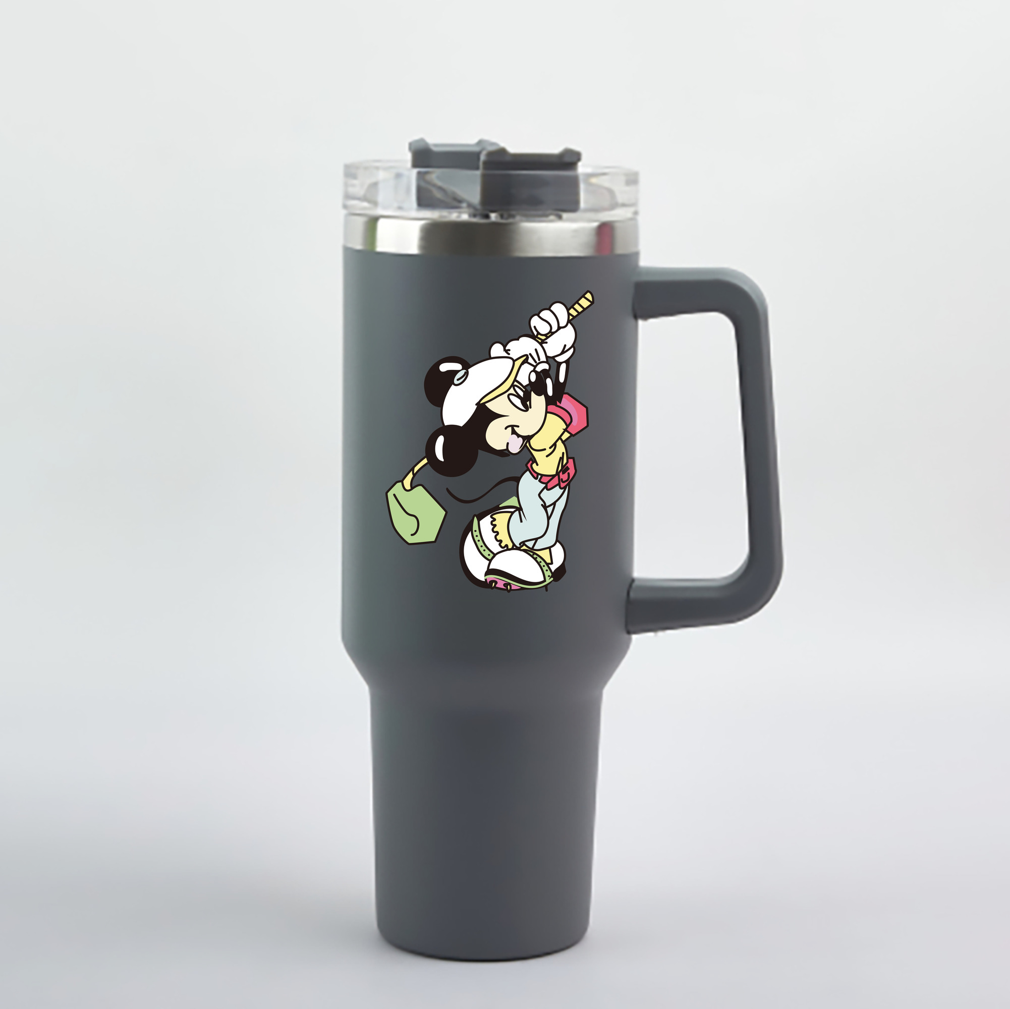 （画像用） ミッキーマウス Mickey Mouse 1200mL車用タンブラー - クリスタルステッカー（プラスチックストロー付き）