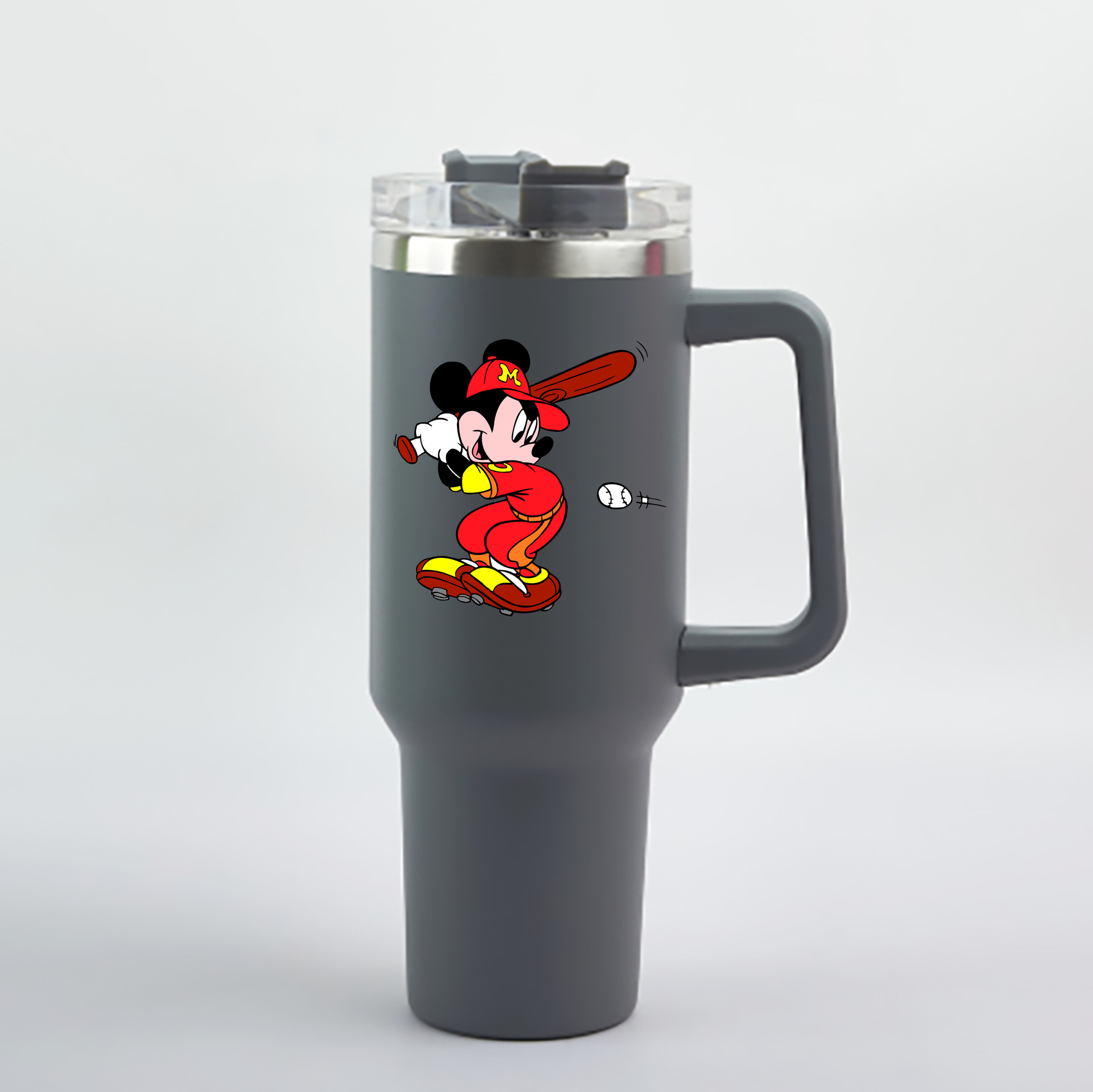（画像用） ミッキーマウス Mickey Mouse 1200mL車用タンブラー - クリスタルステッカー（プラスチックストロー付き）
