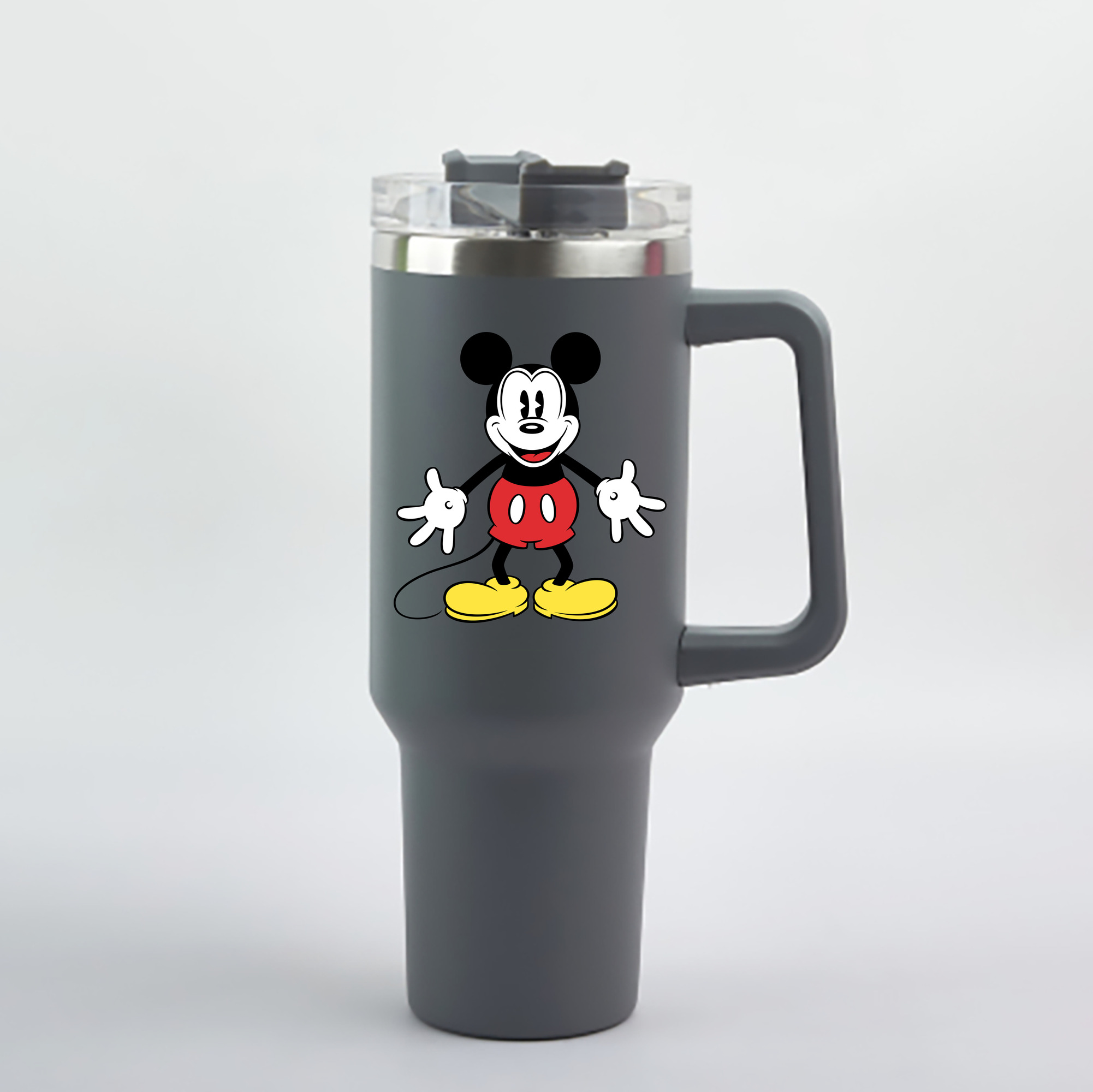 （画像用） ミッキーマウス Mickey Mouse 1200mL車用タンブラー - クリスタルステッカー（プラスチックストロー付き）