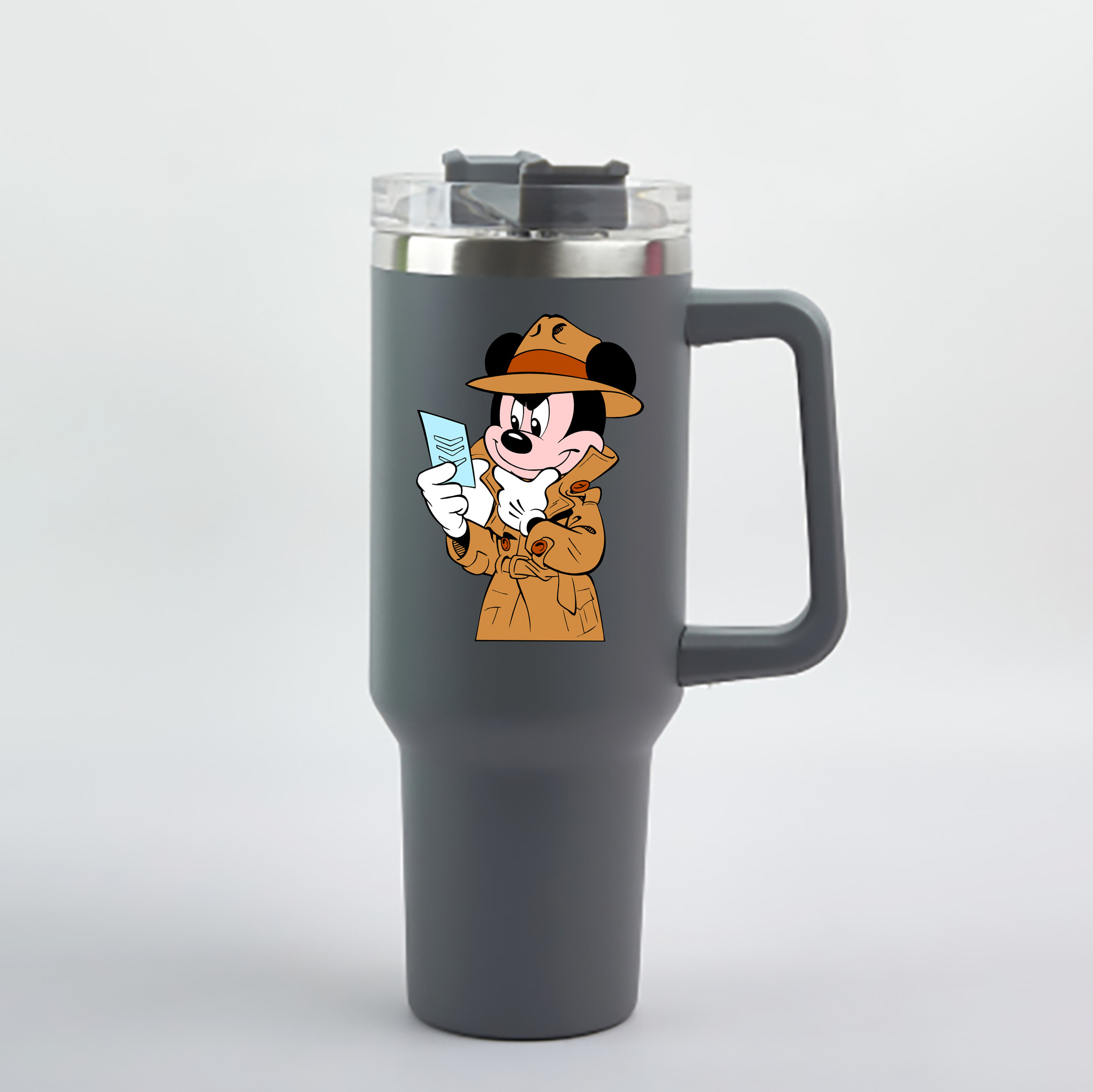 （画像用） ミッキーマウス Mickey Mouse 1200mL車用タンブラー - クリスタルステッカー（プラスチックストロー付き）