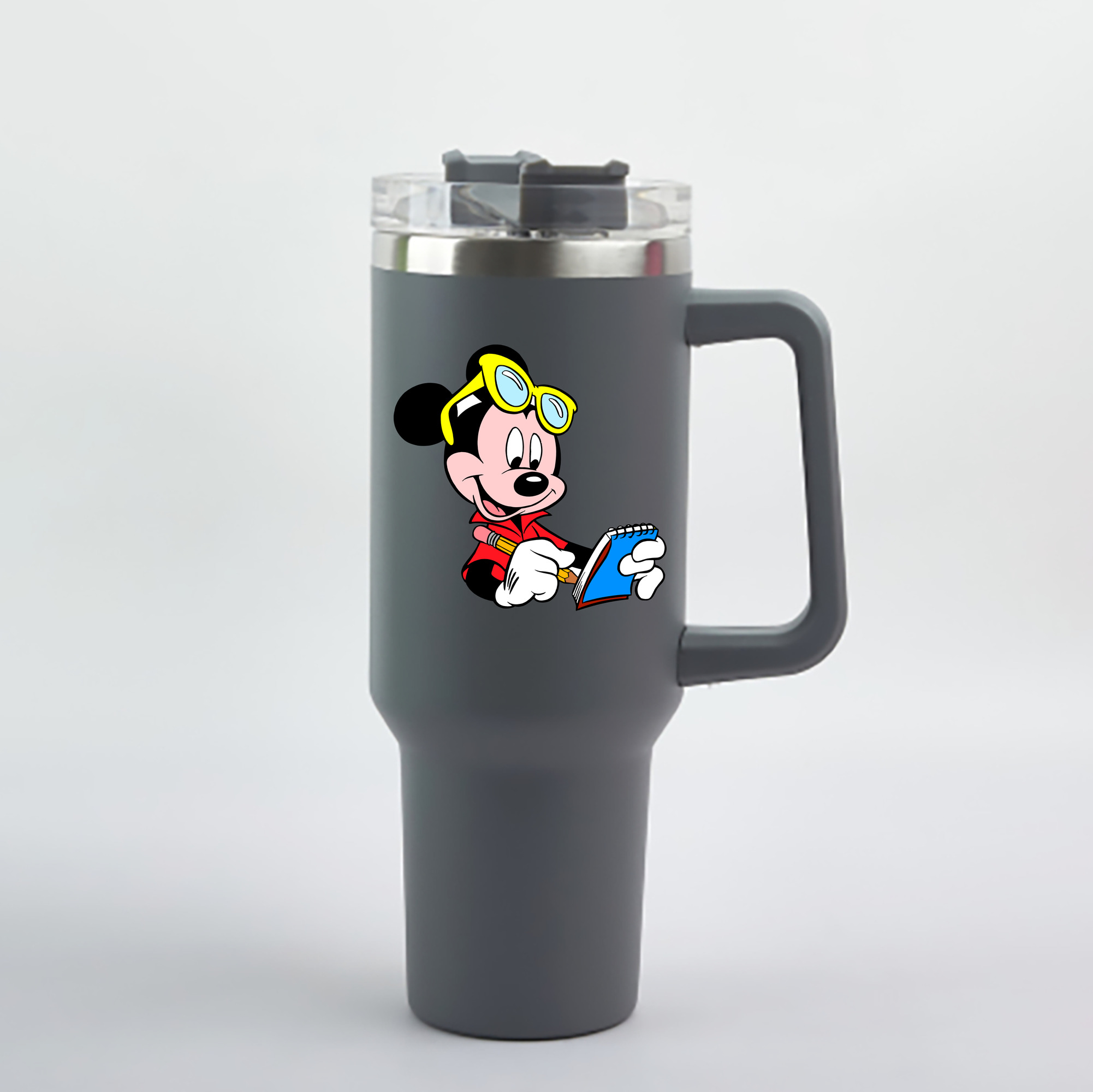 （画像用） ミッキーマウス Mickey Mouse 1200mL車用タンブラー - クリスタルステッカー（プラスチックストロー付き）