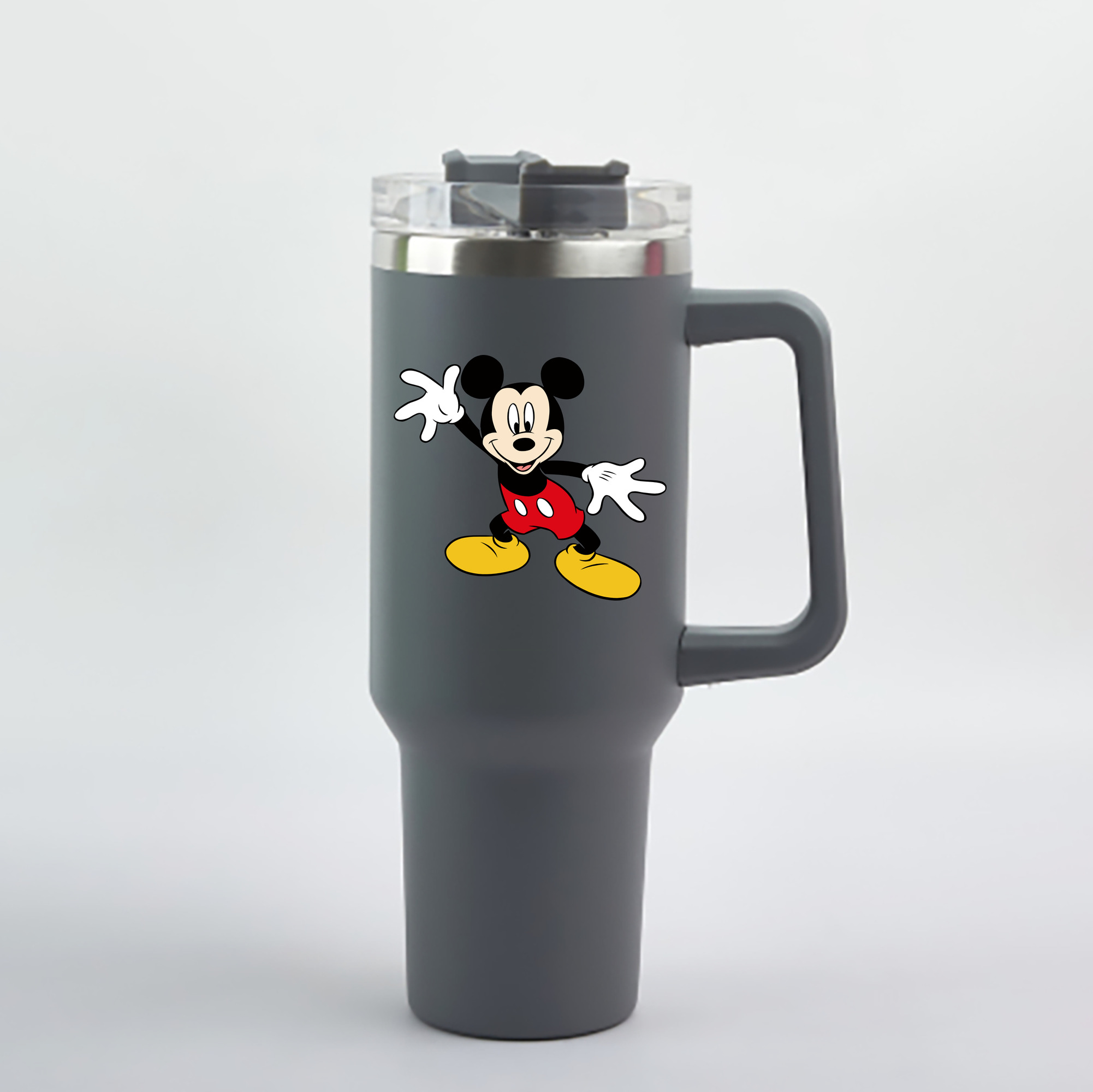 （画像用） ミッキーマウス Mickey Mouse 1200mL車用タンブラー - クリスタルステッカー（プラスチックストロー付き）