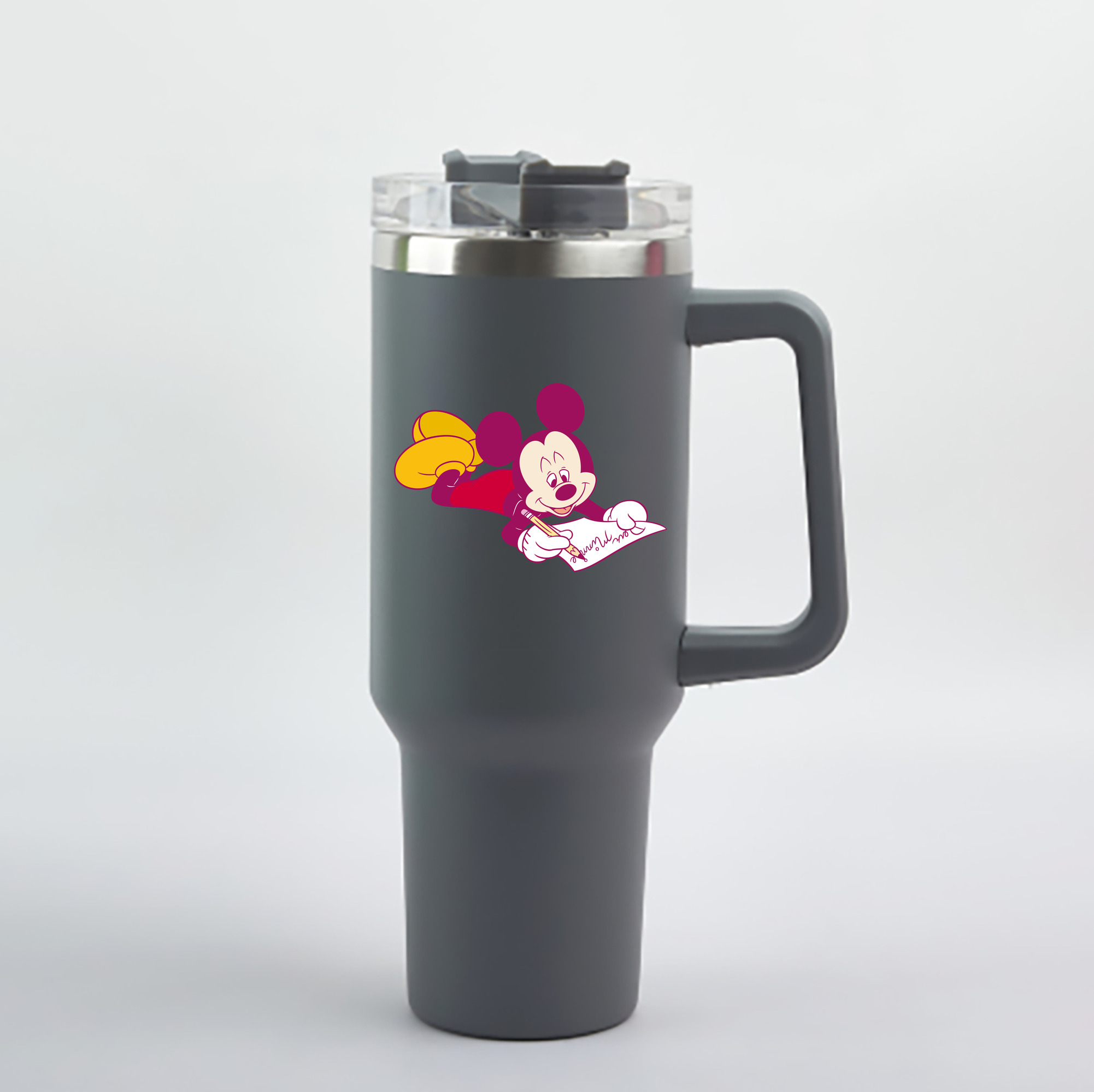 （画像用） ミッキーマウス Mickey Mouse 1200mL車用タンブラー - クリスタルステッカー（プラスチックストロー付き）