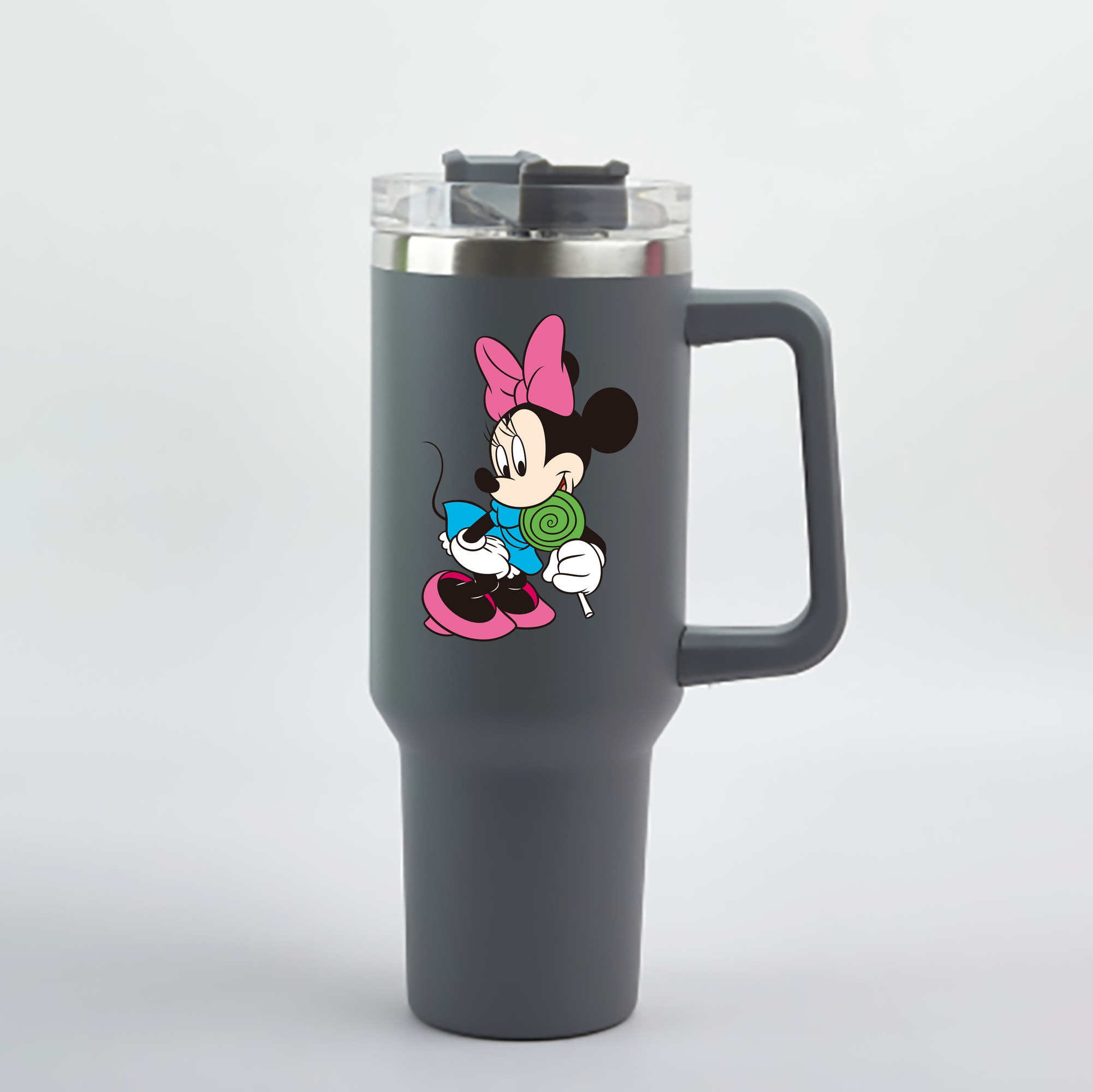 （画像用） ミッキーマウス Mickey Mouse 1200mL車用タンブラー - クリスタルステッカー（プラスチックストロー付き）