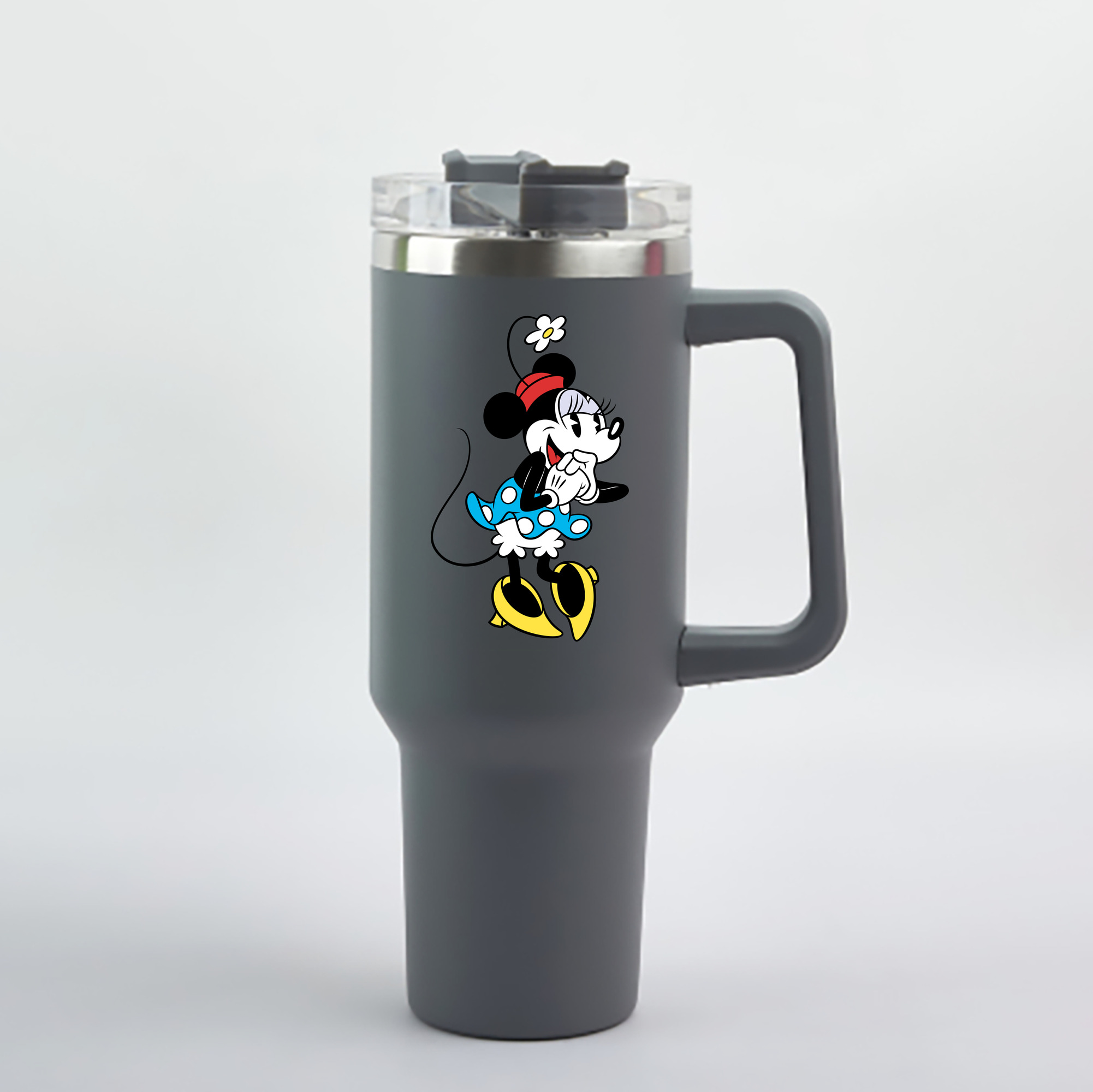 （画像用） ミッキーマウス Mickey Mouse 1200mL車用タンブラー - クリスタルステッカー（プラスチックストロー付き）