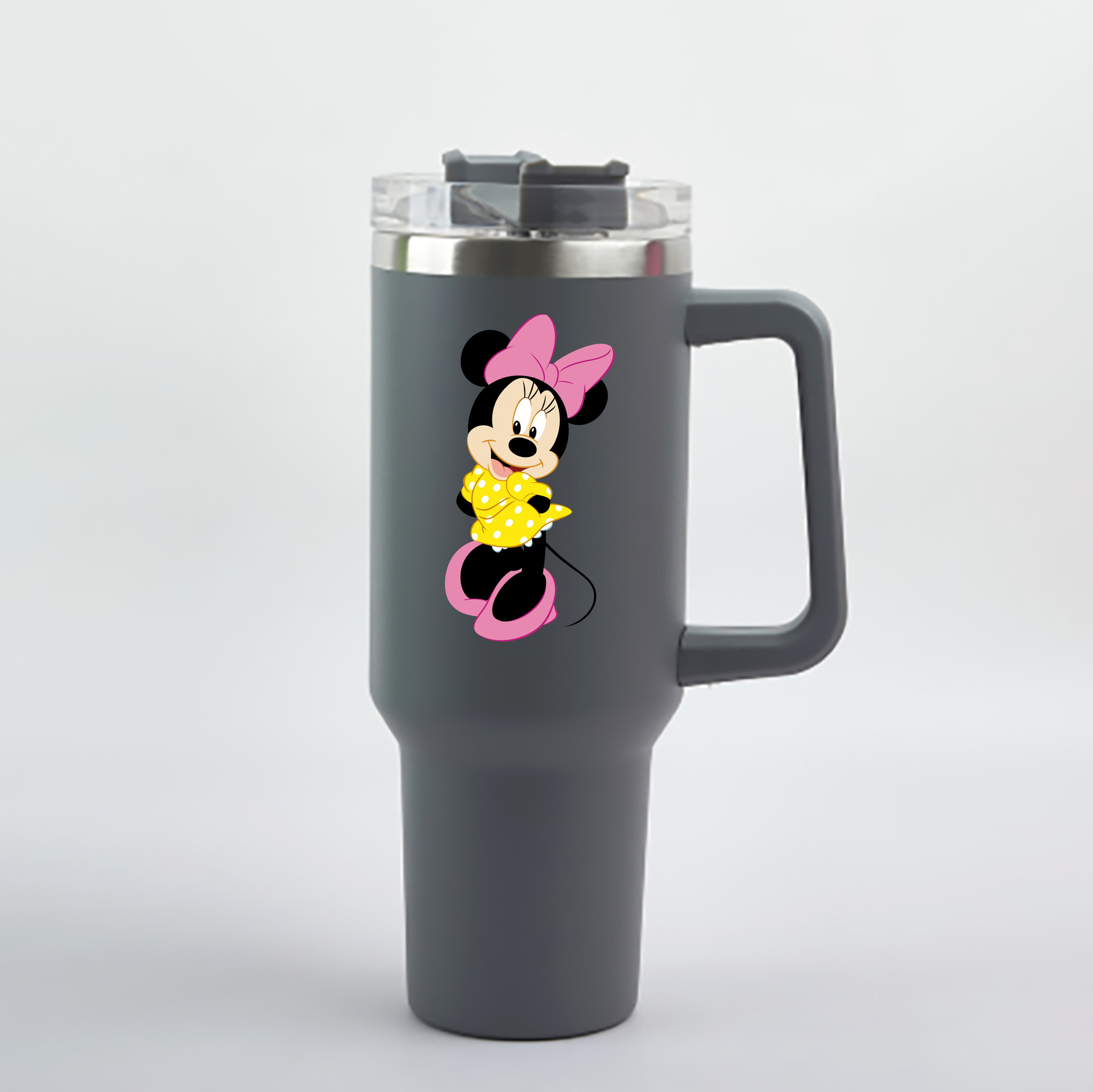 （画像用） ミッキーマウス Mickey Mouse 1200mL車用タンブラー - クリスタルステッカー（プラスチックストロー付き）